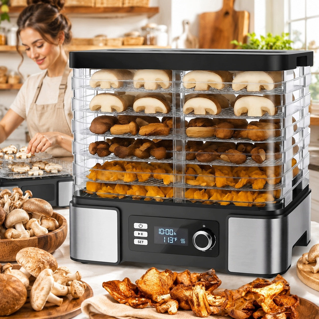 FOOD DRYER FOR VEGETABLE FRUIT MUSHROOMS 15L 500W TIMER THERMOCOUPLE 6 SIEVES Brand no brand