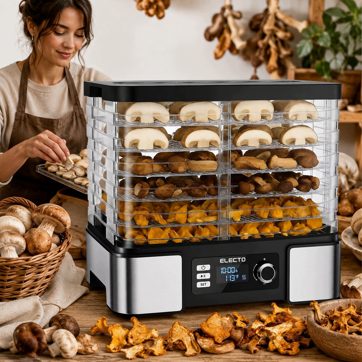 FOOD DRYER FOR VEGETABLE FRUIT MUSHROOMS 15L 500W TIMER THERMOCOUPLE 6 SIEVES Manufacturer code SUSZARKA DO GRZYBÓW OWOCÓW WARZYW DUŻA 15L