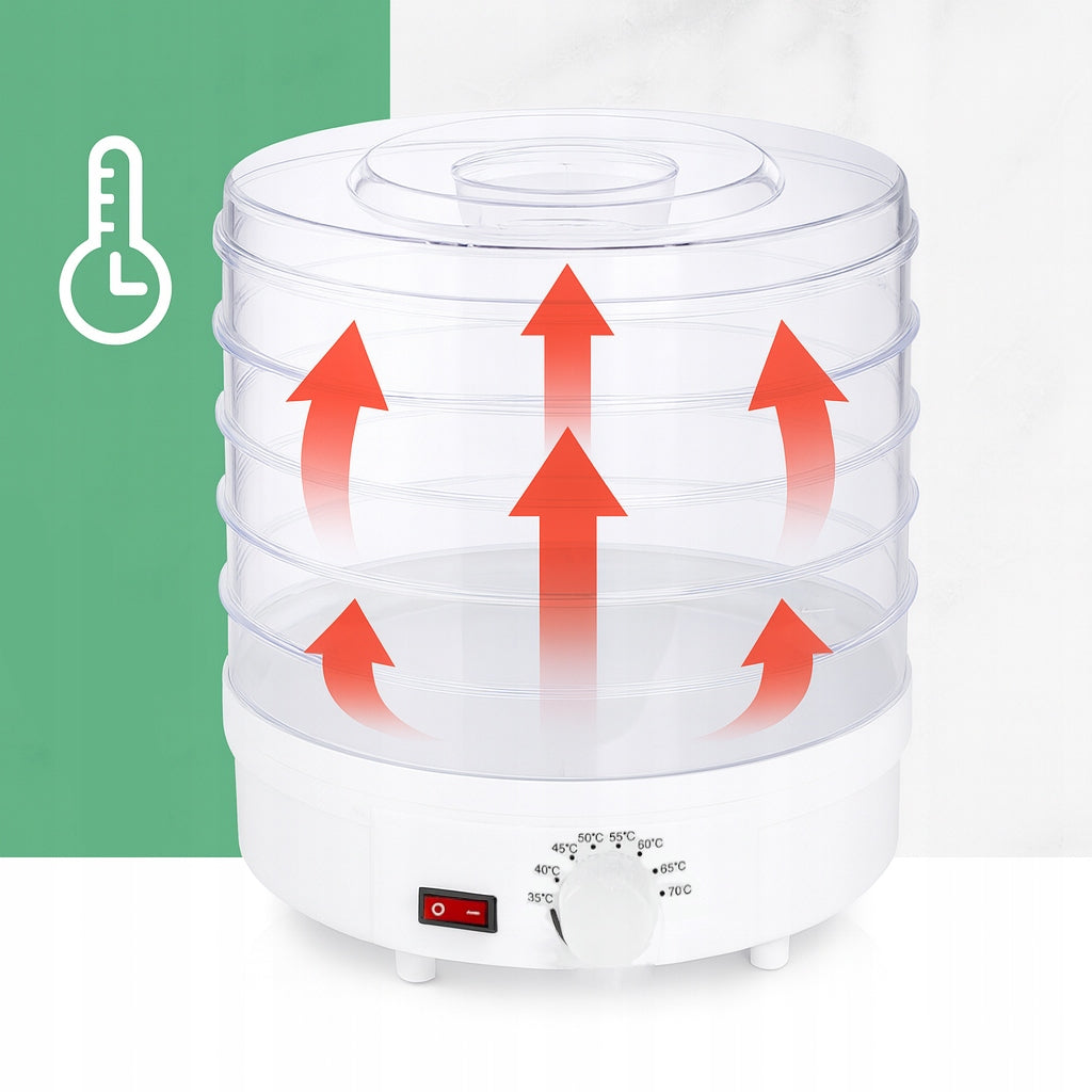 FOOD DRYER FOR VEGETABLE FRUIT MUSHROOMS ADJUSTABLE 5 LEVELS 500W LARGE Manufacturer code SUSZARKA DO GRZYBÓW XXL 500W BIAŁA TODOMI