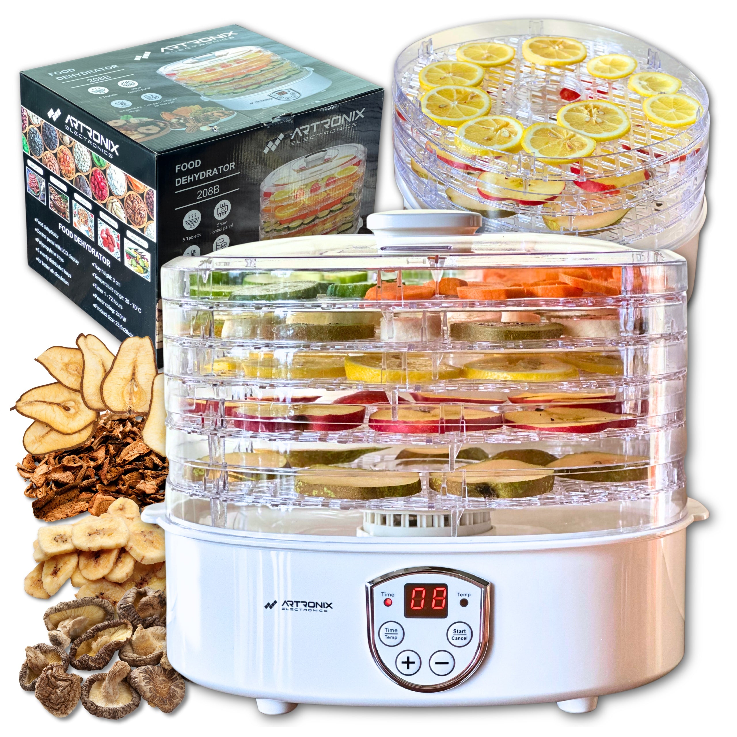 FOOD DRYER FOR VEGETABLE FRUIT MUSHROOMS TEMPERATURE CONTROL 5 SIEVES