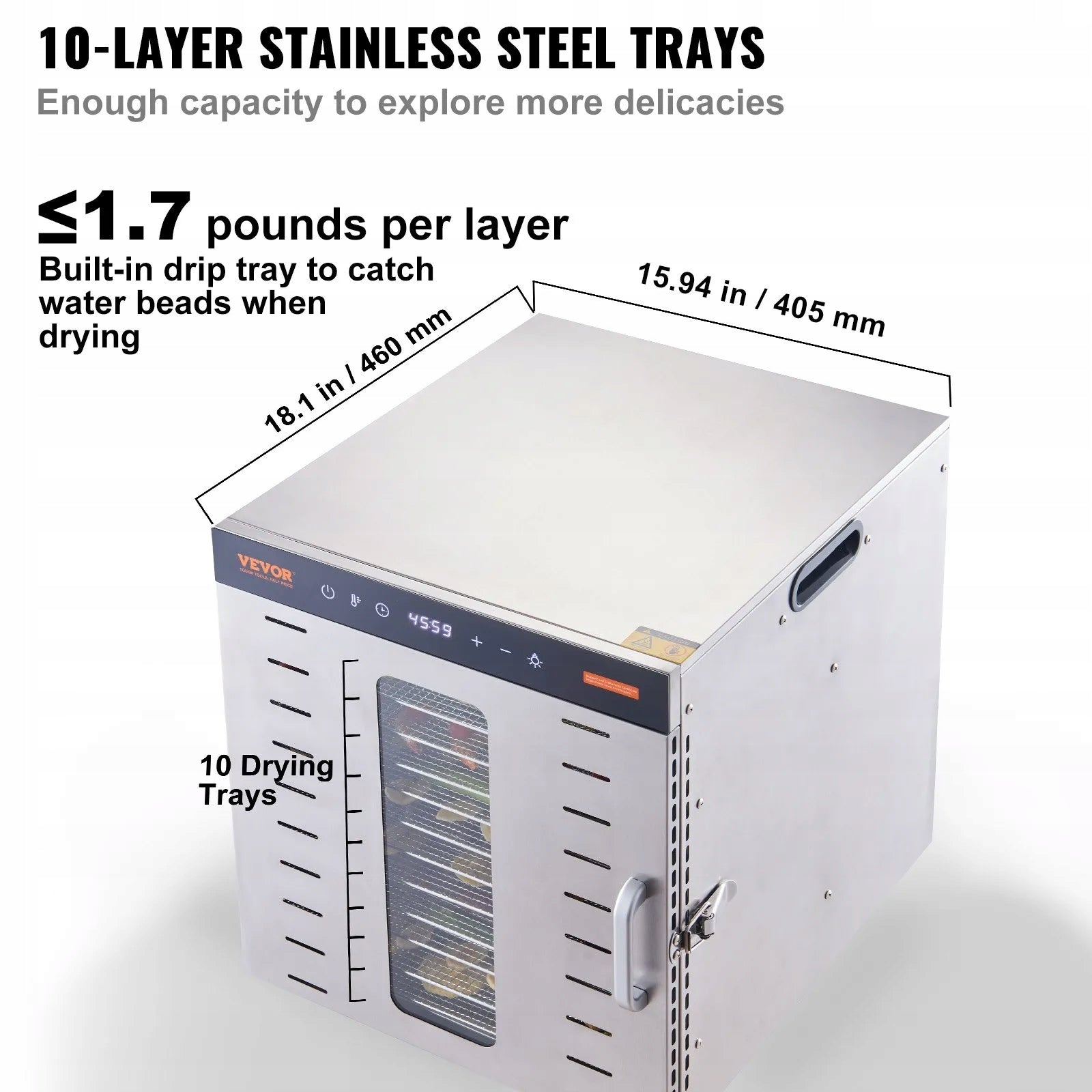 FOOD DRYER LARGE DRYING 360° 10 VEGETABLE FRUIT MEAT TRAY Manufacturer code SUSZARKA DO ŻYWNOŚĆI DUŻA SUSZENIE 360°