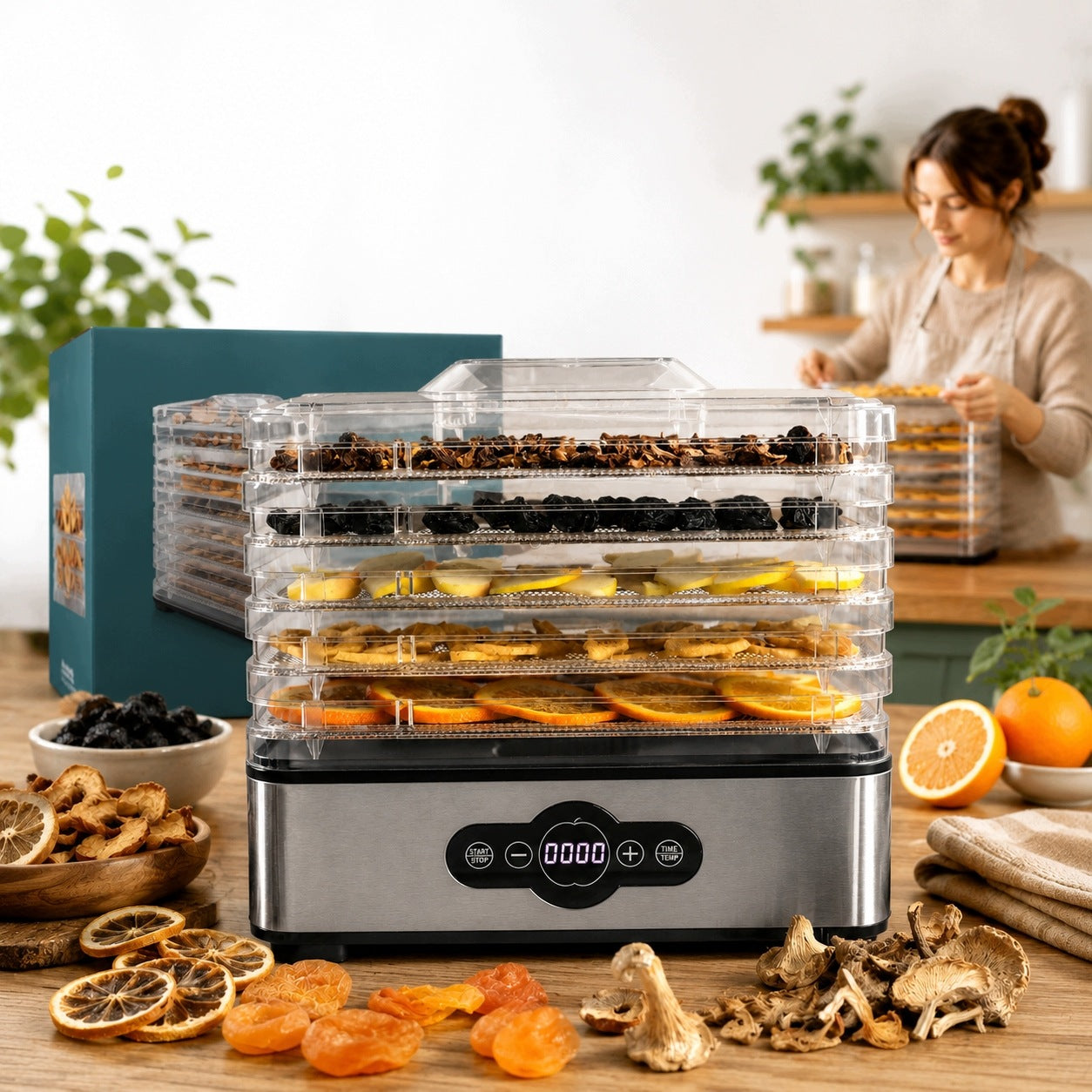 FOOD DRYER MUSHROOM FRUIT VEGETABLE HERBS FISH MEAT LARGE 5 TRAYS STRAINER Manufacturer code SIL099