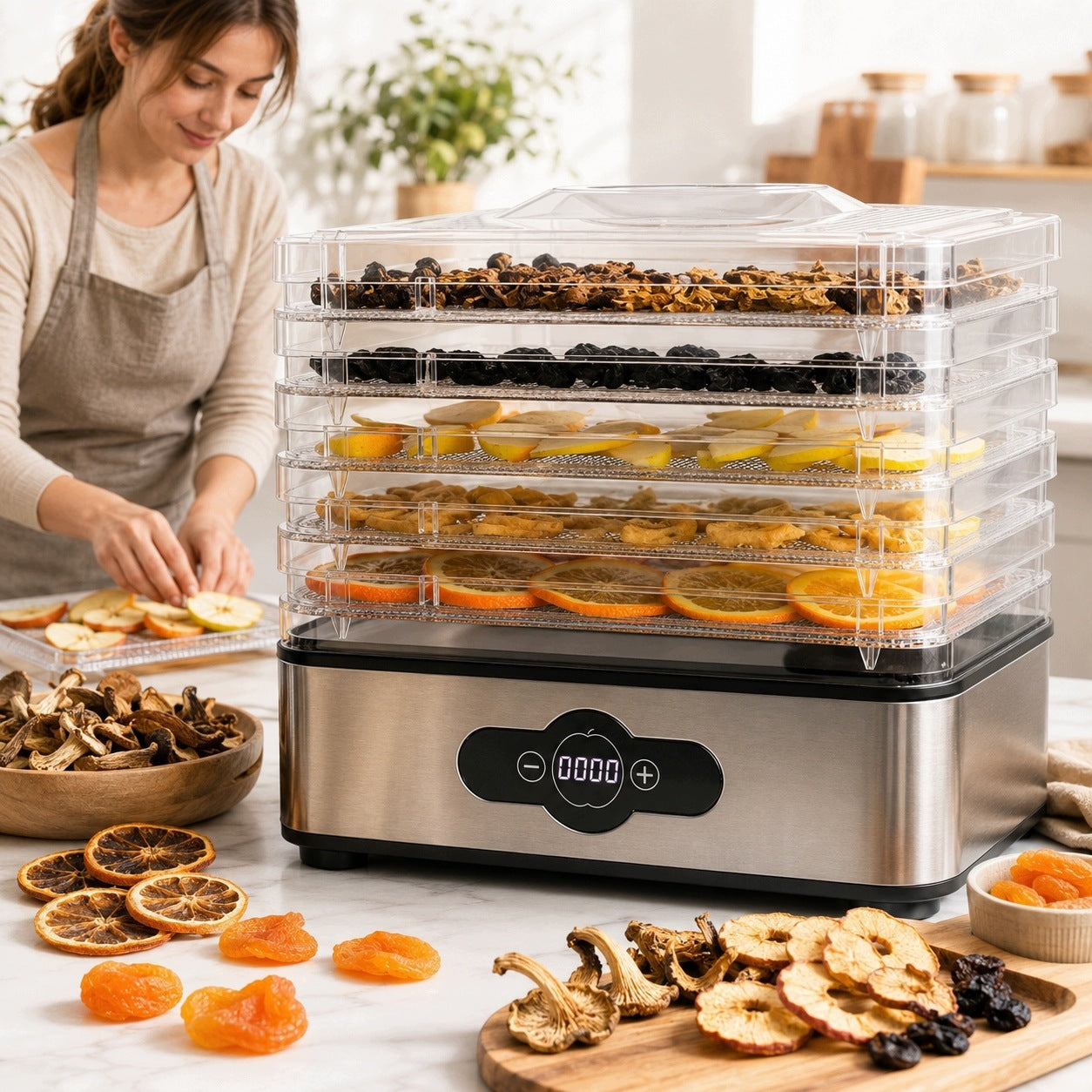 FOOD DRYER MUSHROOM FRUIT VEGETABLE HERBS FISH MEAT LARGE 5 TRAYS STRAINER Packaging status original
