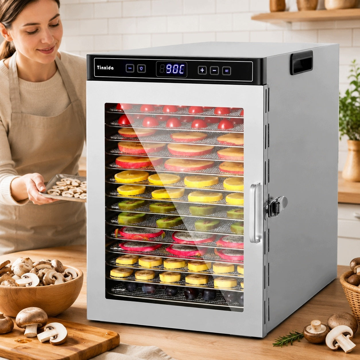 FOOD DRYER TINZIDA TZD-14C 1000 IN STAINLESS STEEL 14 KITCHEN TRAYS Manufacturer code TZD100-CP