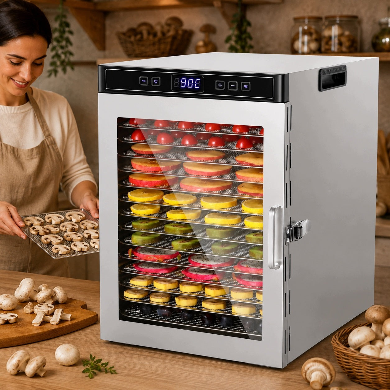 FOOD DRYER TINZIDA TZD-14C 1000 IN STAINLESS STEEL 14 KITCHEN TRAYS