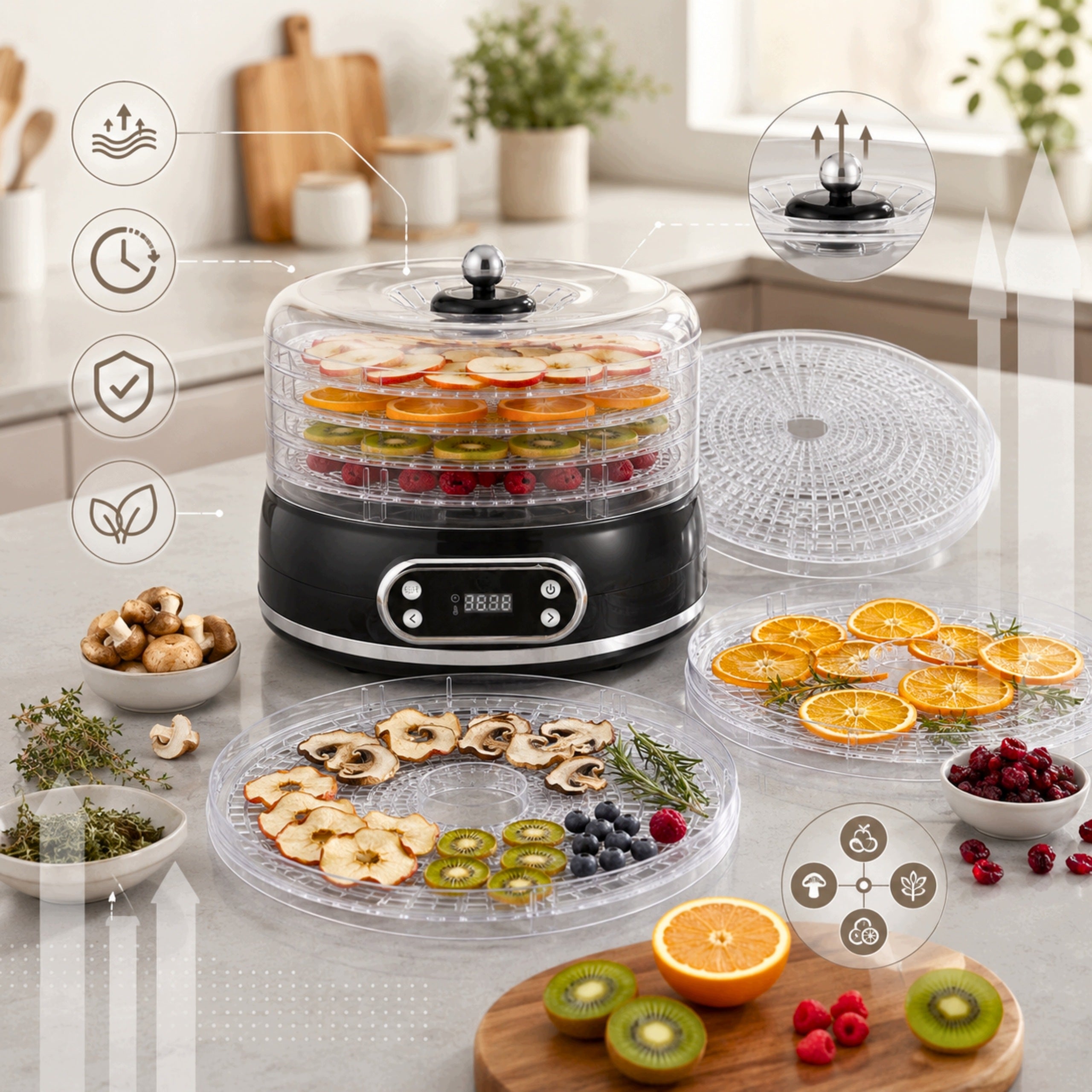 FOOD GRADE FRUIT VEGETABLE MUSHROOM DRYER STRONG LARGE 500W+5 SIT TIMER Manufacturer code SUSZARKA REGULACJA TEMPERATURY TERMOOBIEG