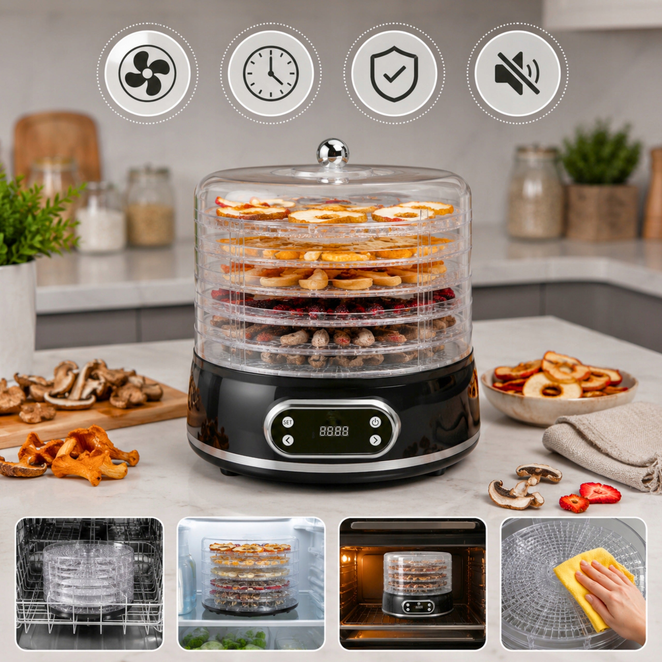 FOOD GRADE FRUIT VEGETABLE MUSHROOM DRYER STRONG LARGE 500W+5 SIT TIMER Packaging status original