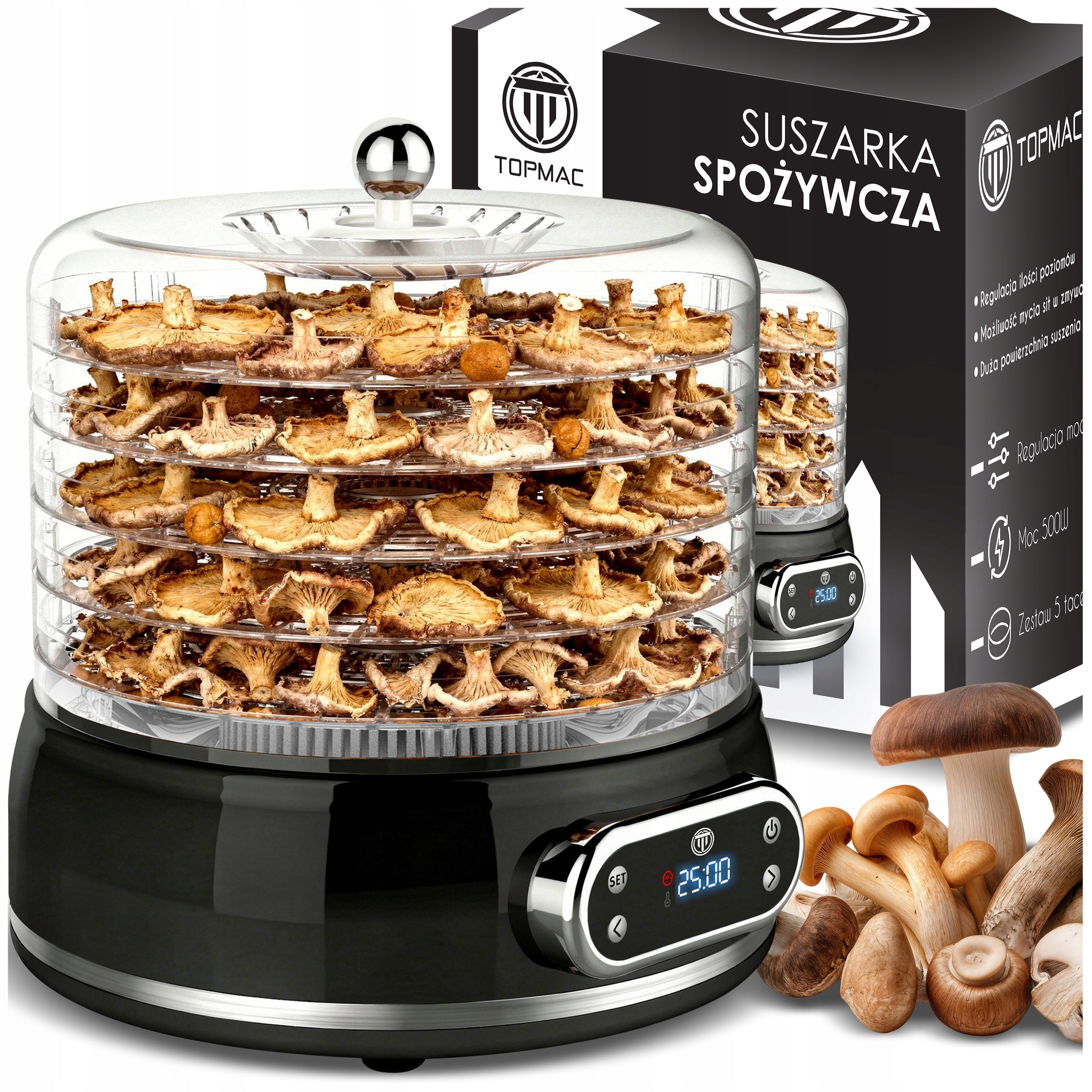 FOOD GRADE FRUIT VEGETABLE MUSHROOM DRYER STRONG LARGE 500W+5 SIT TIMER