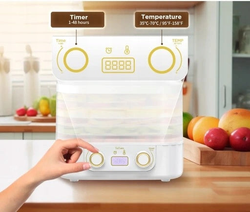 FOOD GRADE VEGETABLE FRUIT MUSHROOM DRYER STRONG 5 SIT ADJUSTMENT +TIMER Dominant color white