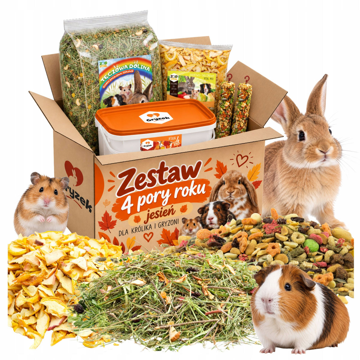 FOOD HAY APPLE FOR RABBIT PIG RODENTS SET AUTUMN + FLASK FREEBIE