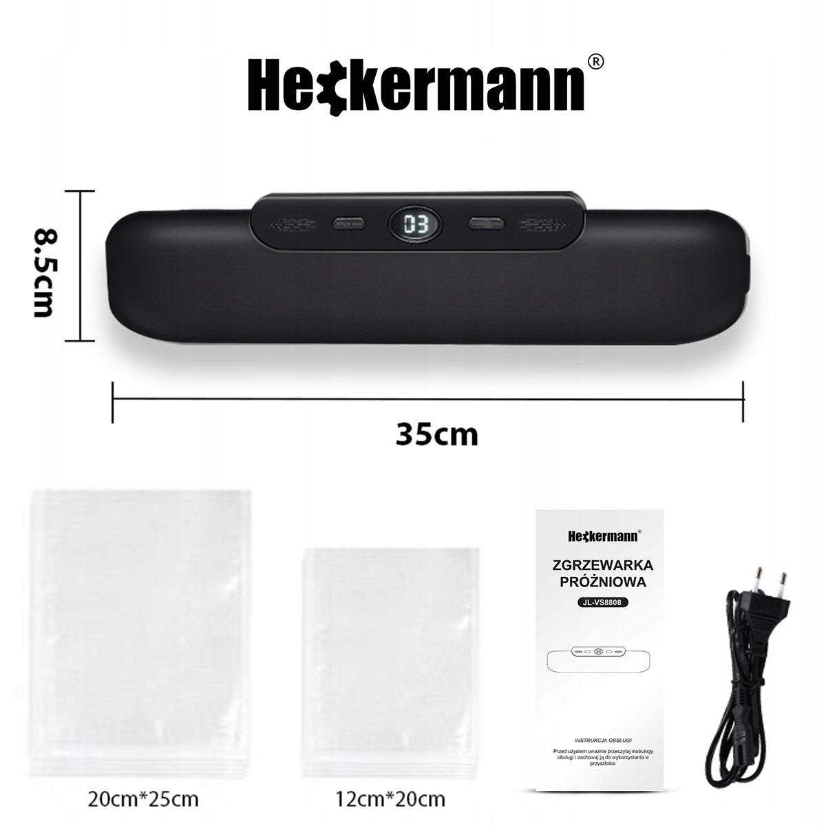 FOOD PACKAGING VACUUM SEALER FOOD PACKAGING MACHINE 120W FILM 6m Brand Heckermann