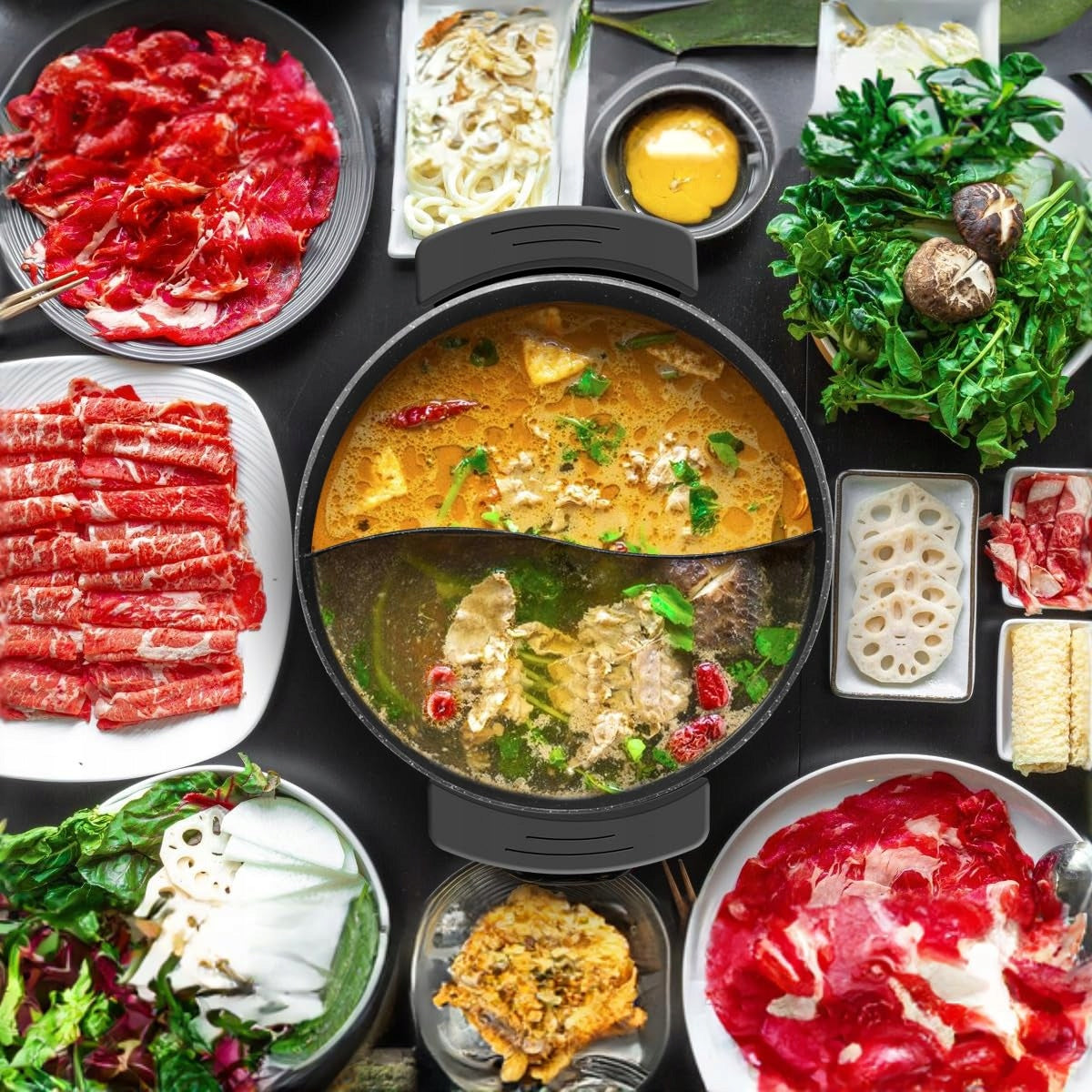 FOOD PARTY Electric Pot Hot Pot 6L 220V 1200W Wok with Lid k