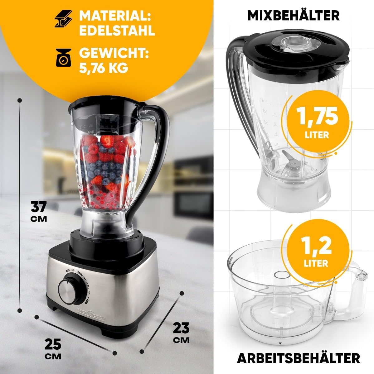 FOOD PROCESSOR 1200W 1,75L FUNCTION TURBO CUTTING CHOPPING MIXING Manufacturer code 5906663085796