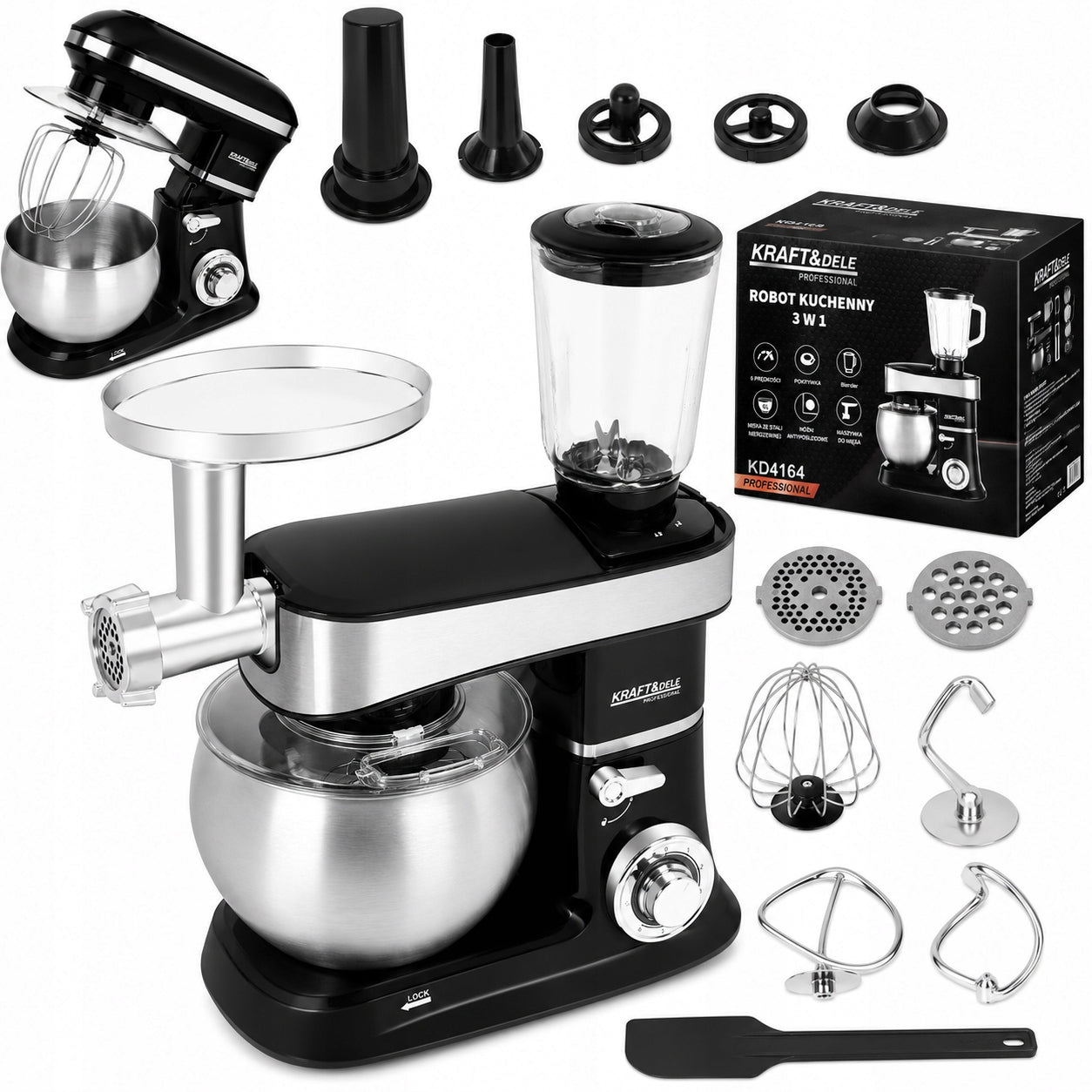 FOOD PROCESSOR 6L 2200W MIXER BLENDER MEAT MACHINE BLACK KD4164