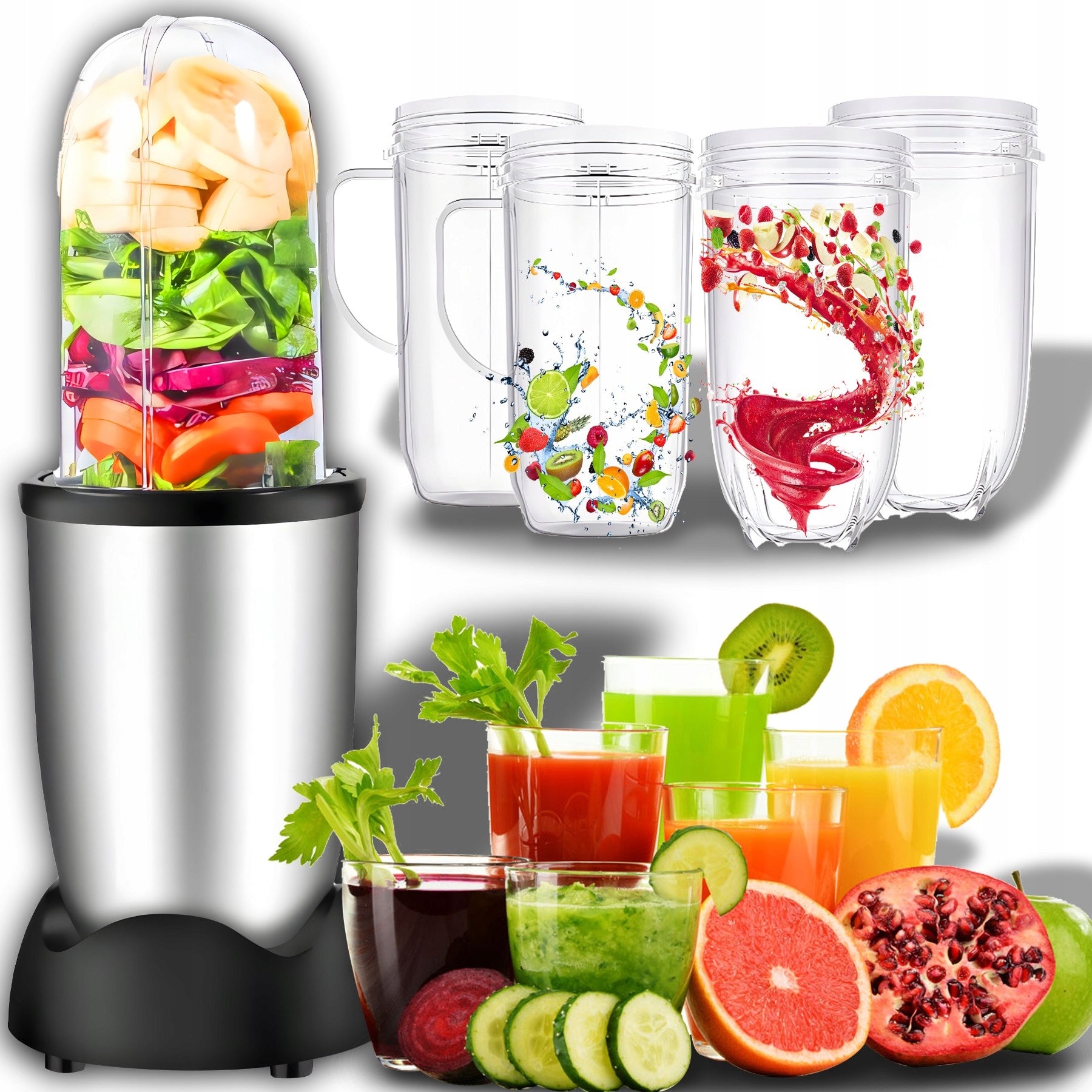 FOOD PROCESSOR BLENDER 600W MULTIFUNCTIONAL + 2 CUPS 470 ml LARGE