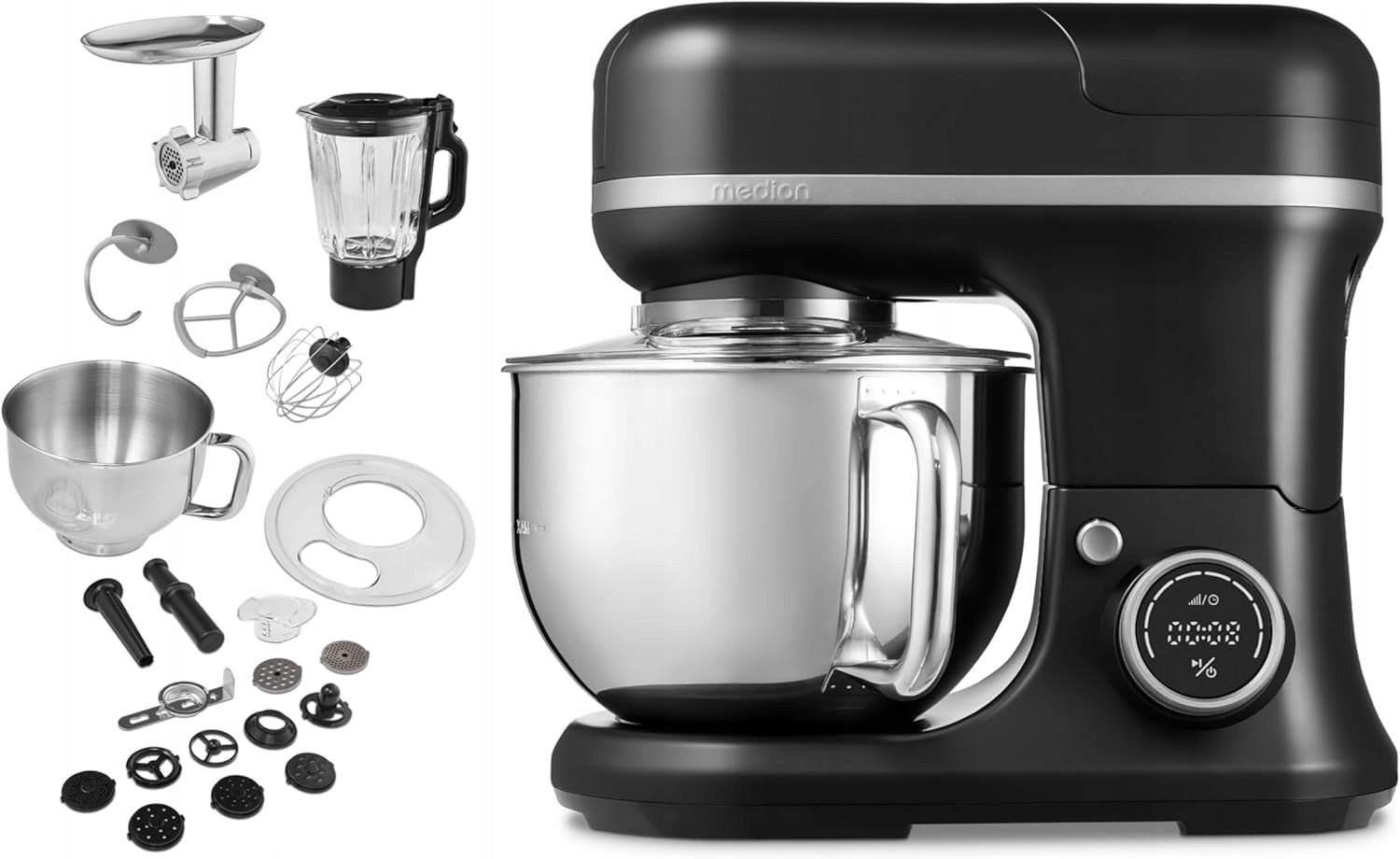 FOOD PROCESSOR MD18440 1200W MIXER MEAT GRINDER 4IN1 DISPLAY