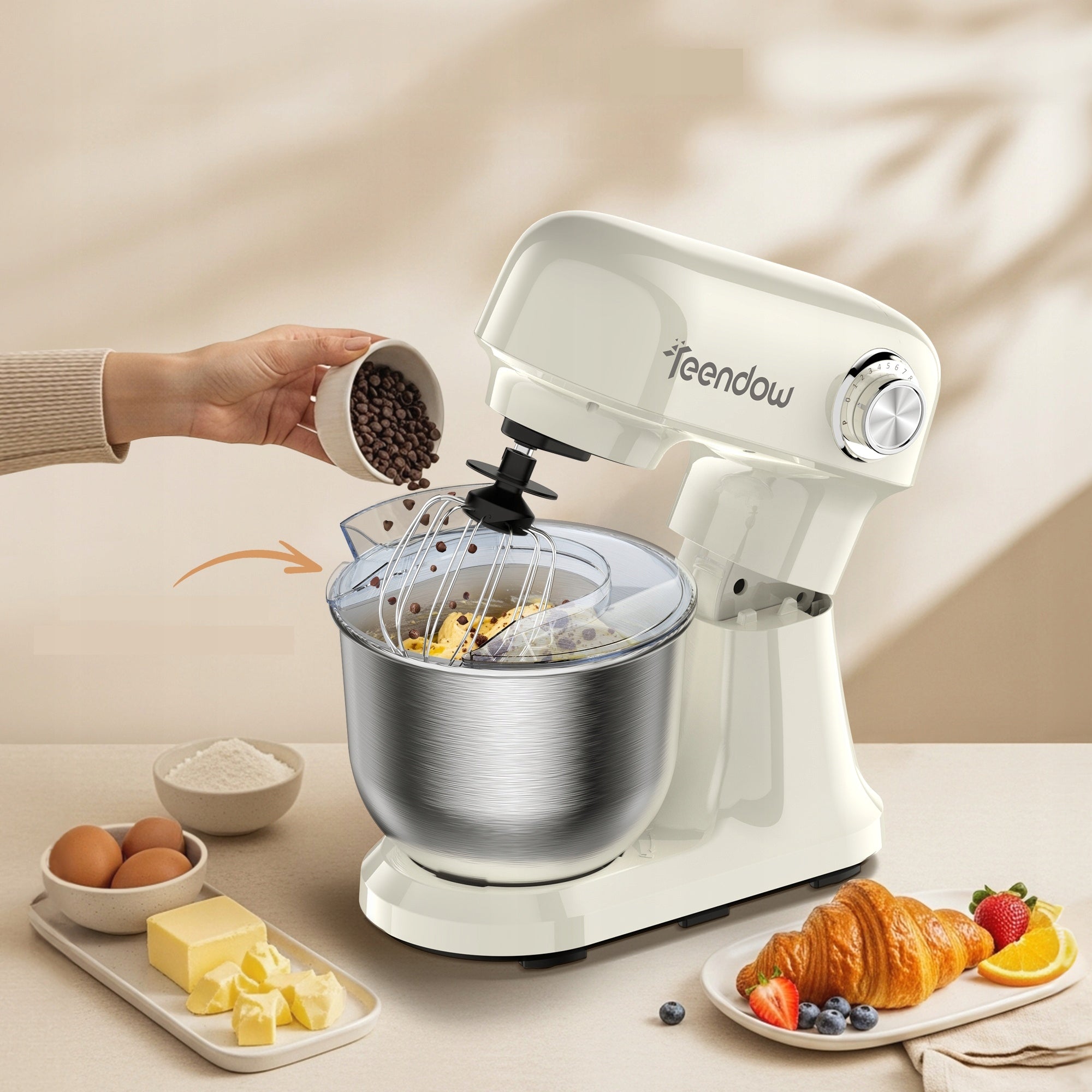 FOOD PROCESSOR MIXER STIRRER HOOK BOWL ROTATING BREAD CAKE 1500W 9SPEED Packaging status original