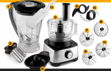 FOOD PROCESSOR MULTIFUNCTION 1200W 11 ACCESSORIES MIXER INCISOR Manufacturer code TERMOMIKS