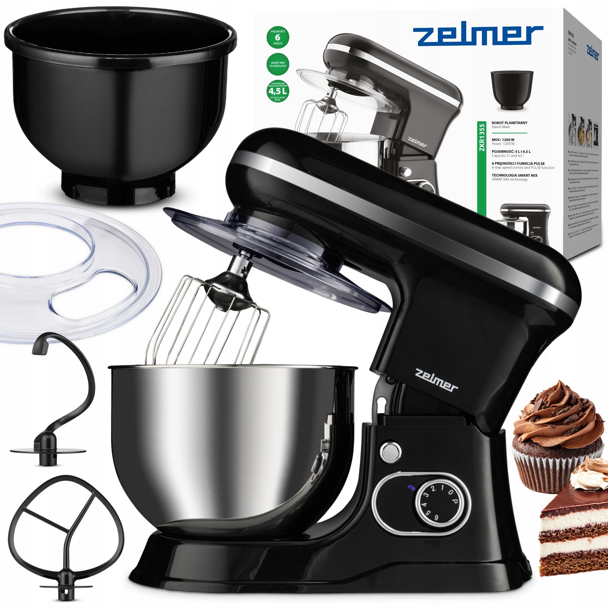 FOOD PROCESSOR MULTIFUNCTIONAL PLANETARY ZELMER TWO BOWLS 1200W WHIPPING