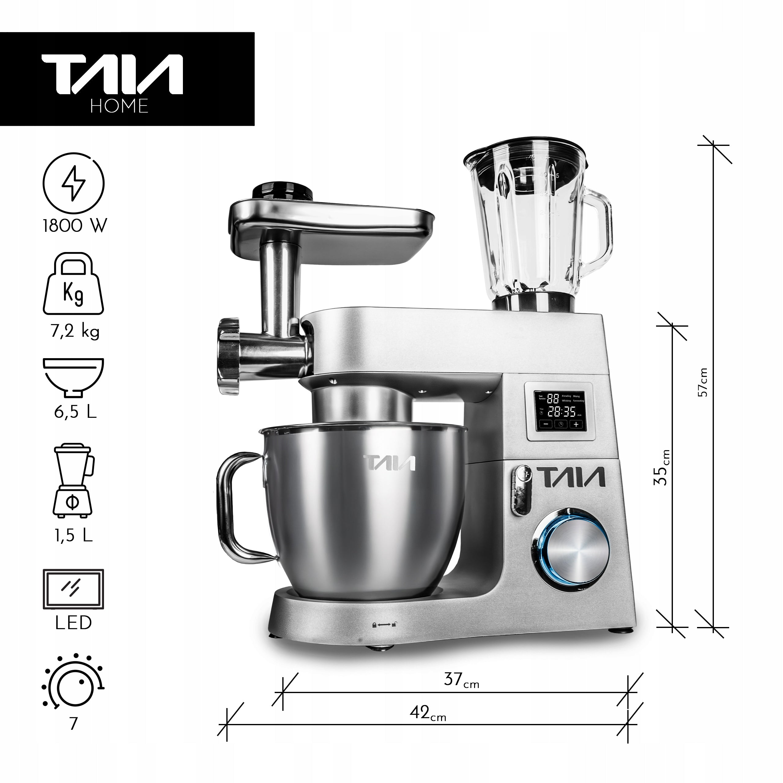 FOOD PROCESSOR PLANETARY ALUMINUM PROFESSIONAL BOWL 6,5 L LED DISPLAY Packaging status original