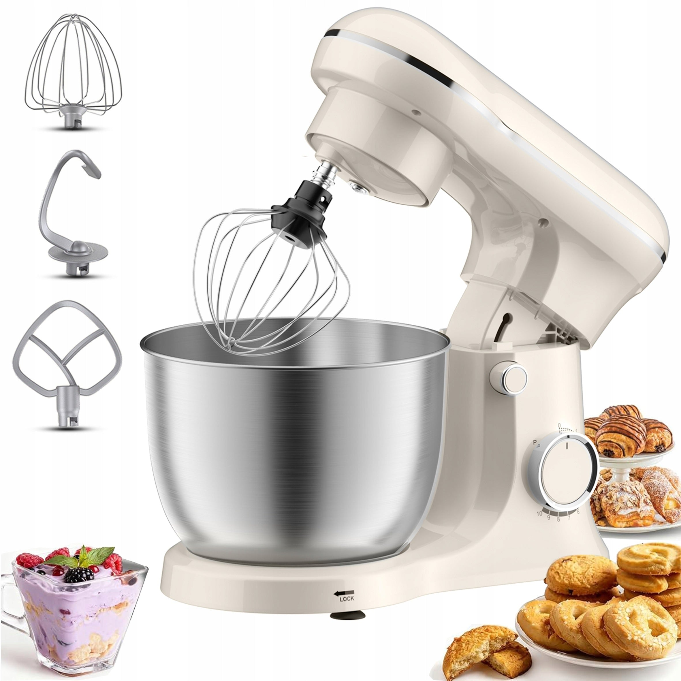 FOOD PROCESSOR PLANETARY MIXER 3 MIXERS BOWL 5L 1300W 10 speed