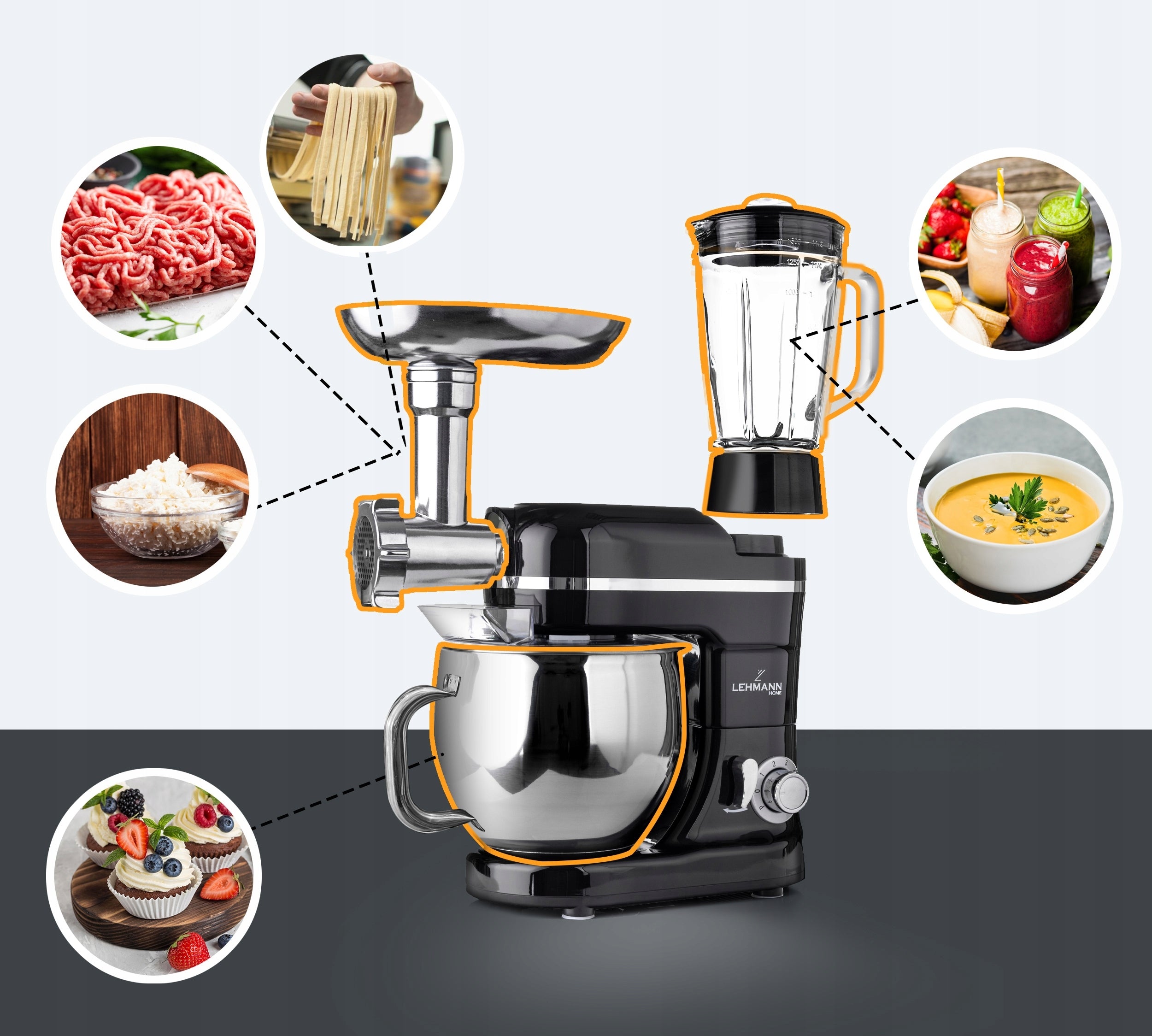 FOOD PROCESSOR PLANETARY MIXER BLENDER 3000W MEAT MACHINE STRONG Power rating 1300 W