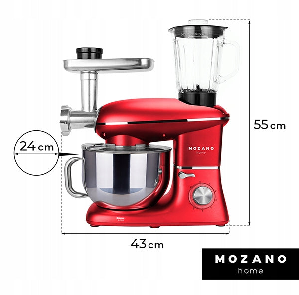 FOOD PROCESSOR PLANETARY MIXER BLENDER 6in1 BOWL 6,2L STRONG 2000W SET Manufacturer code AGD ROB 01#CZERWONY