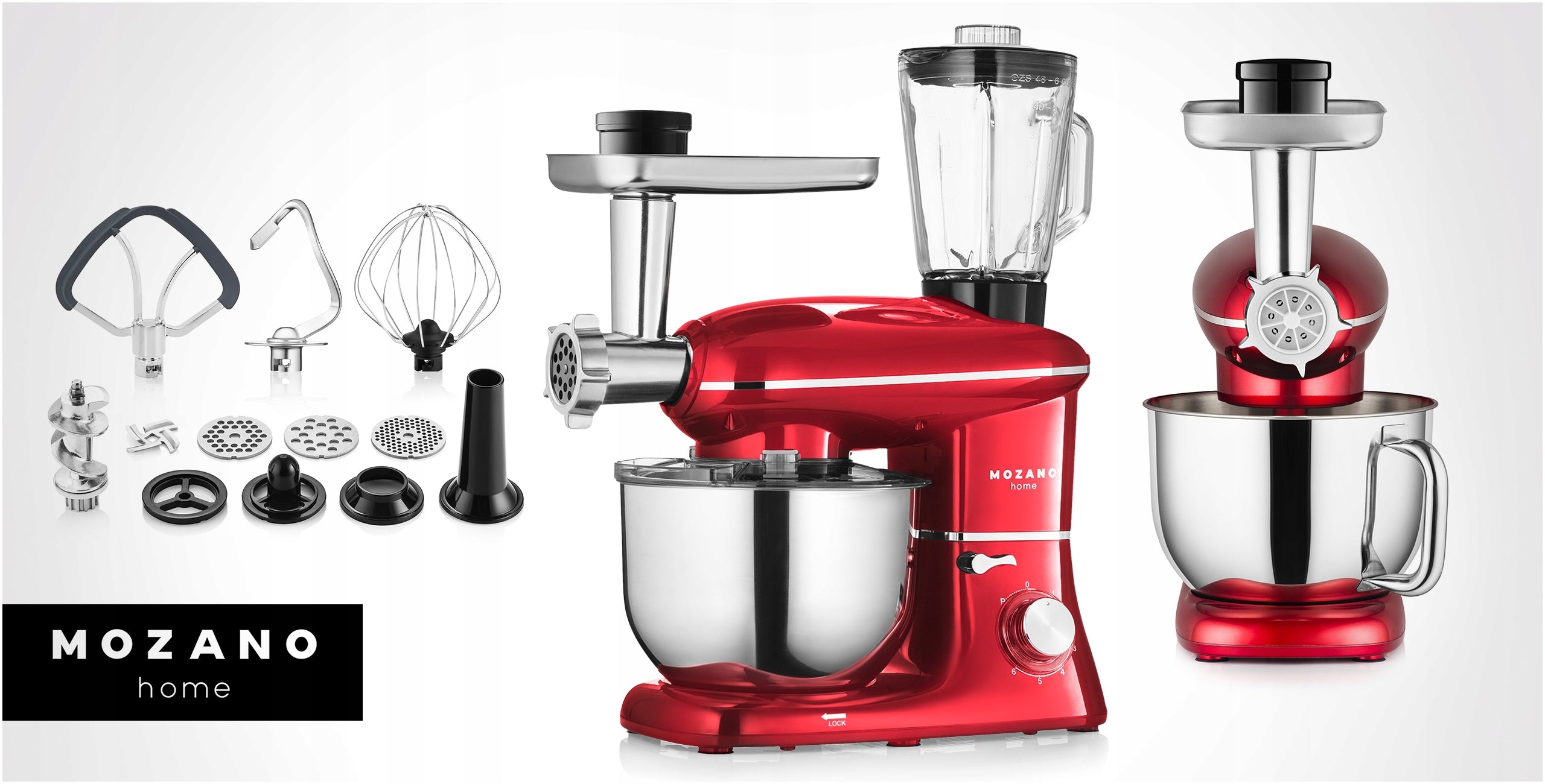 FOOD PROCESSOR PLANETARY MIXER BLENDER 6in1 BOWL 6,2L STRONG SET Manufacturer code AGD/ROB/02#CZERWONY