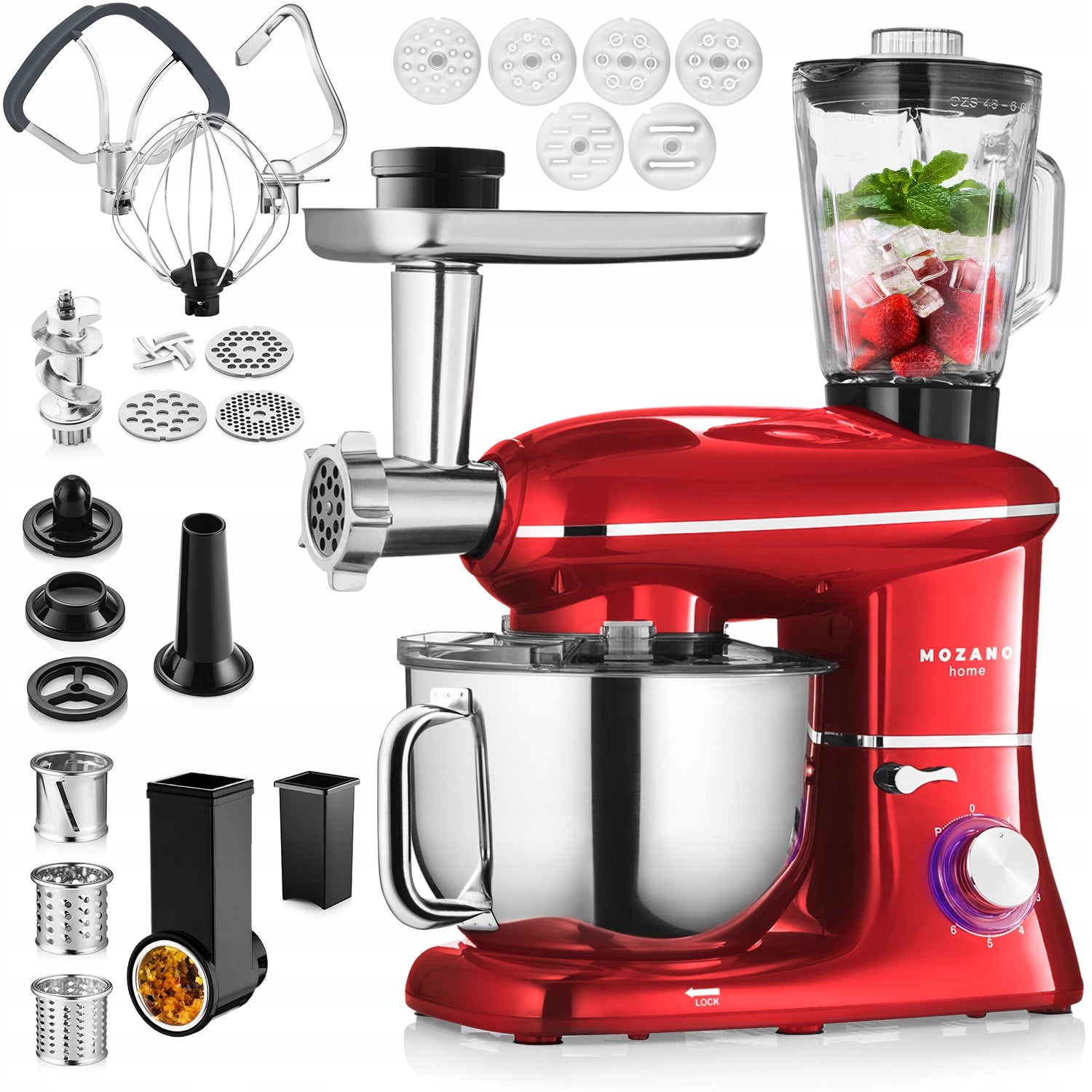 FOOD PROCESSOR PLANETARY MIXER BLENDER 6in1 BOWL 6,2L STRONG SET