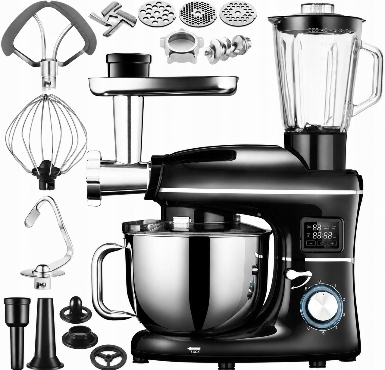 FOOD PROCESSOR PLANETARY MIXER KERCH ROTARY HEATED BOWL BLACK 6,2L