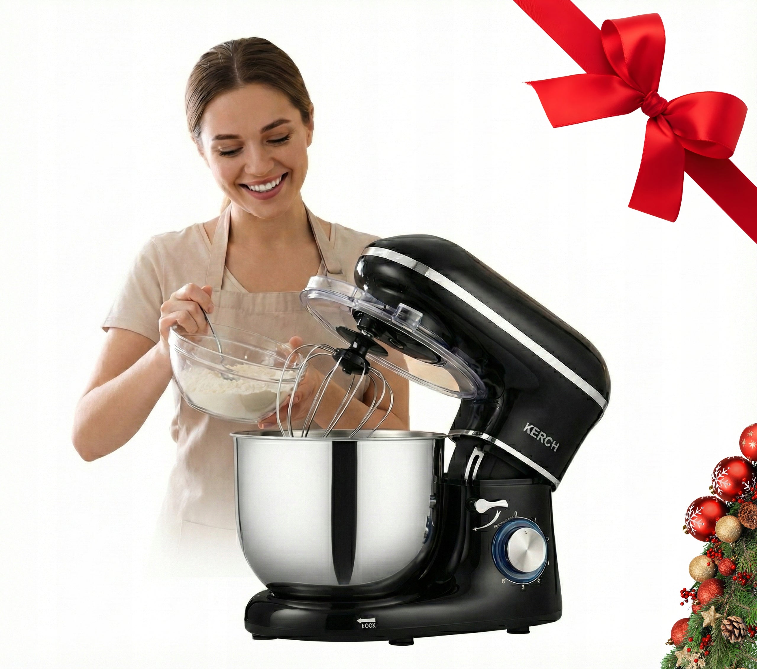 FOOD PROCESSOR PLANETARY MIXER POWERFUL SET Kerch 2000W 6,2L Black LED