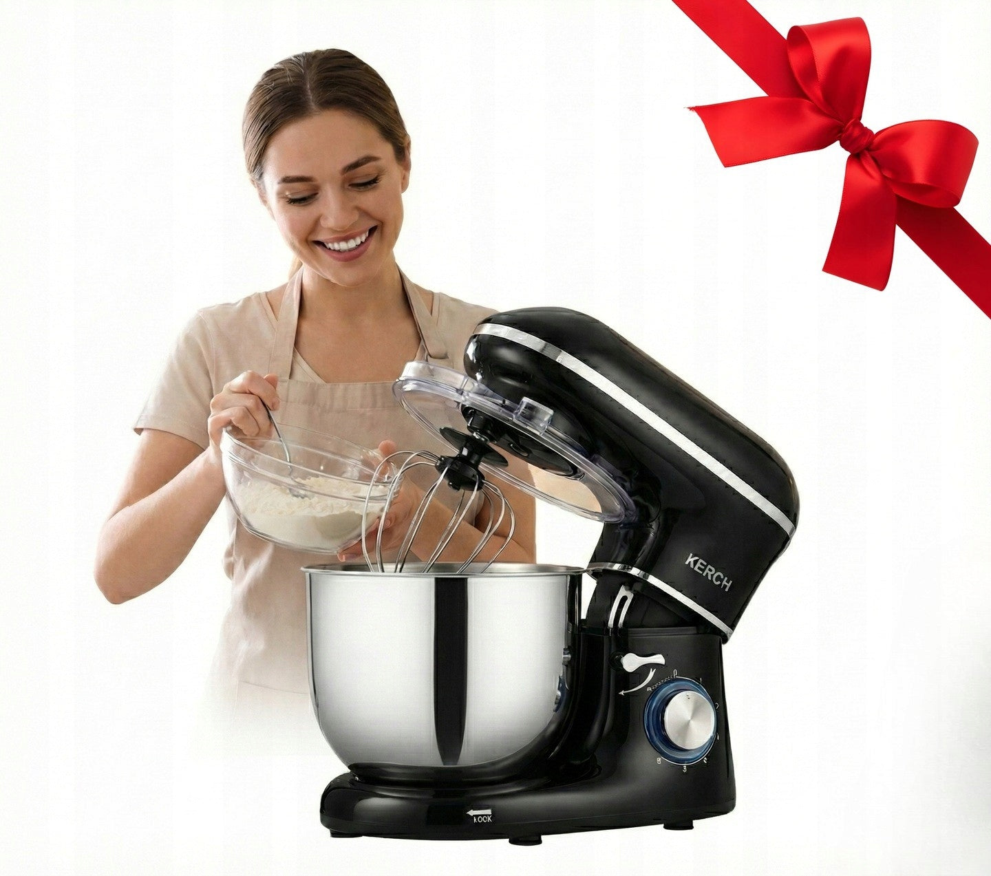 FOOD PROCESSOR PLANETARY MIXER POWERFUL SET Kerch 4000W 6,2L Black LED