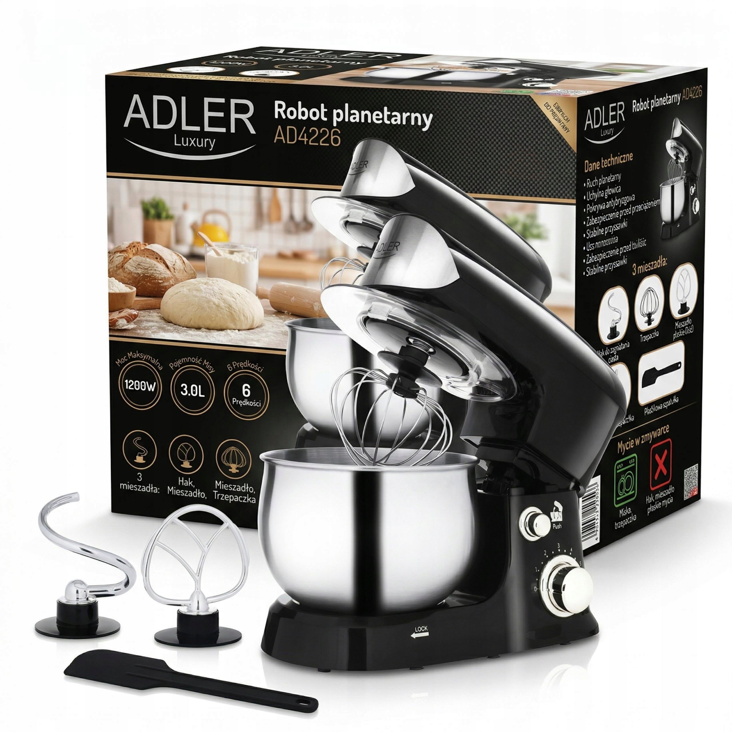 FOOD PROCESSOR PLANETARY MIXER WITH BOWL 1200W 3L MULTIFUNCTIONAL 3 STIRRERS