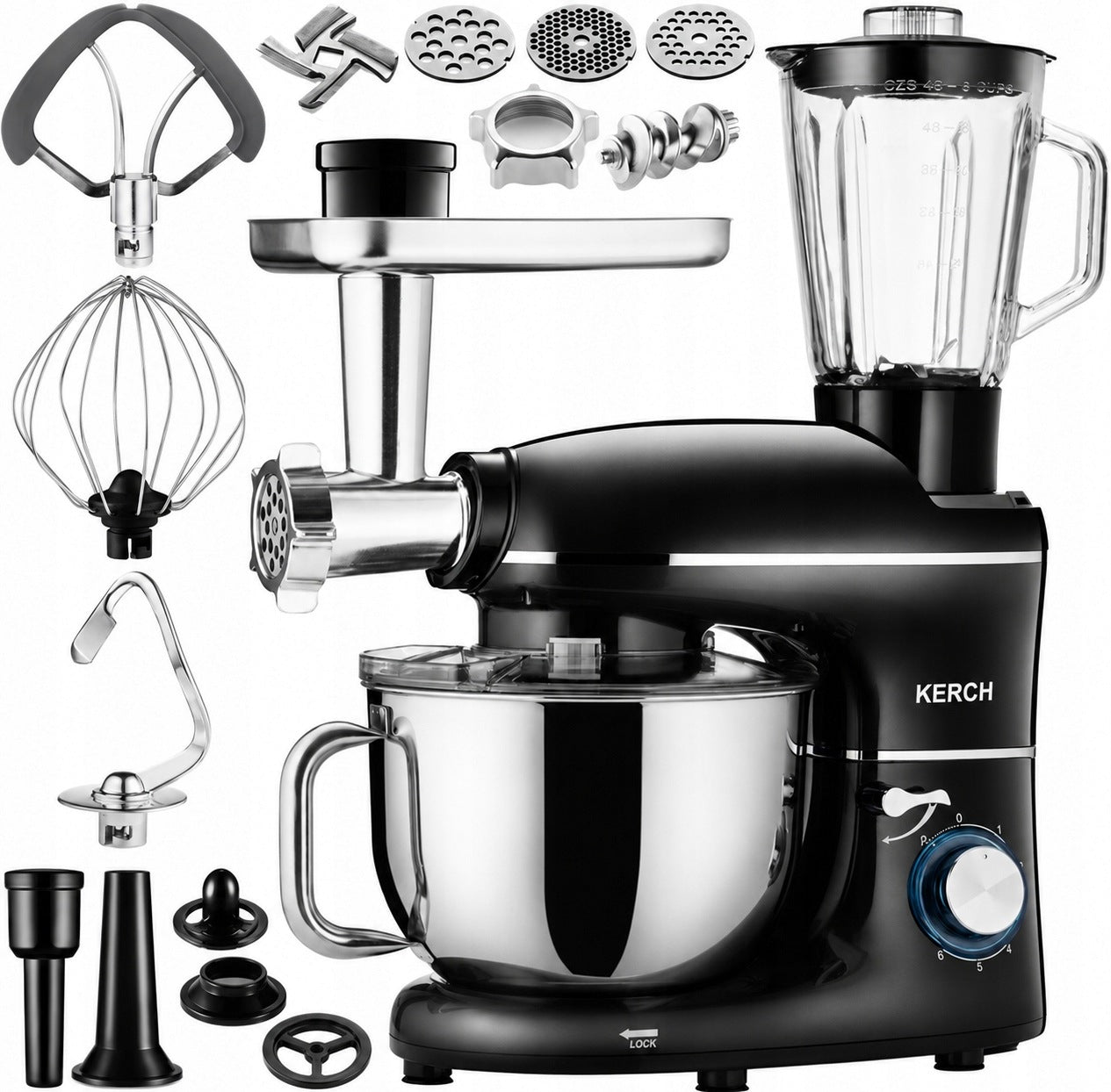 FOOD PROCESSOR PLANETARY MIXER WITH BOWL KERCH ROTARY 4000W BLACK 6,2L