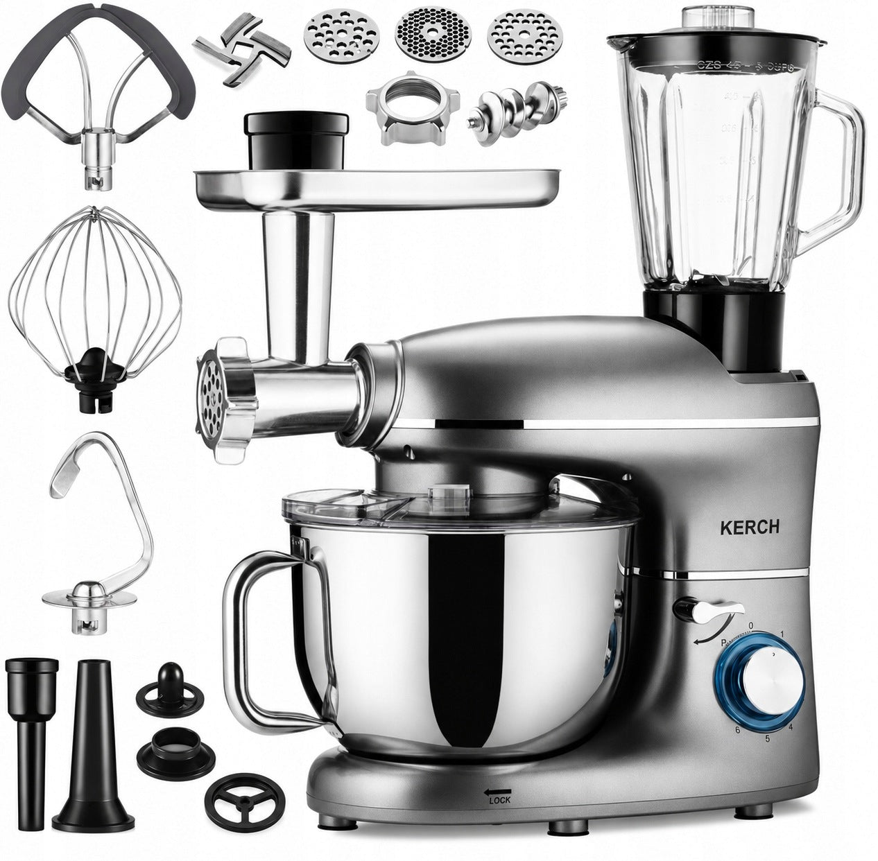 FOOD PROCESSOR PLANETARY MIXER WITH BOWL KERCH ROTARY 4000W GREY 6,2L