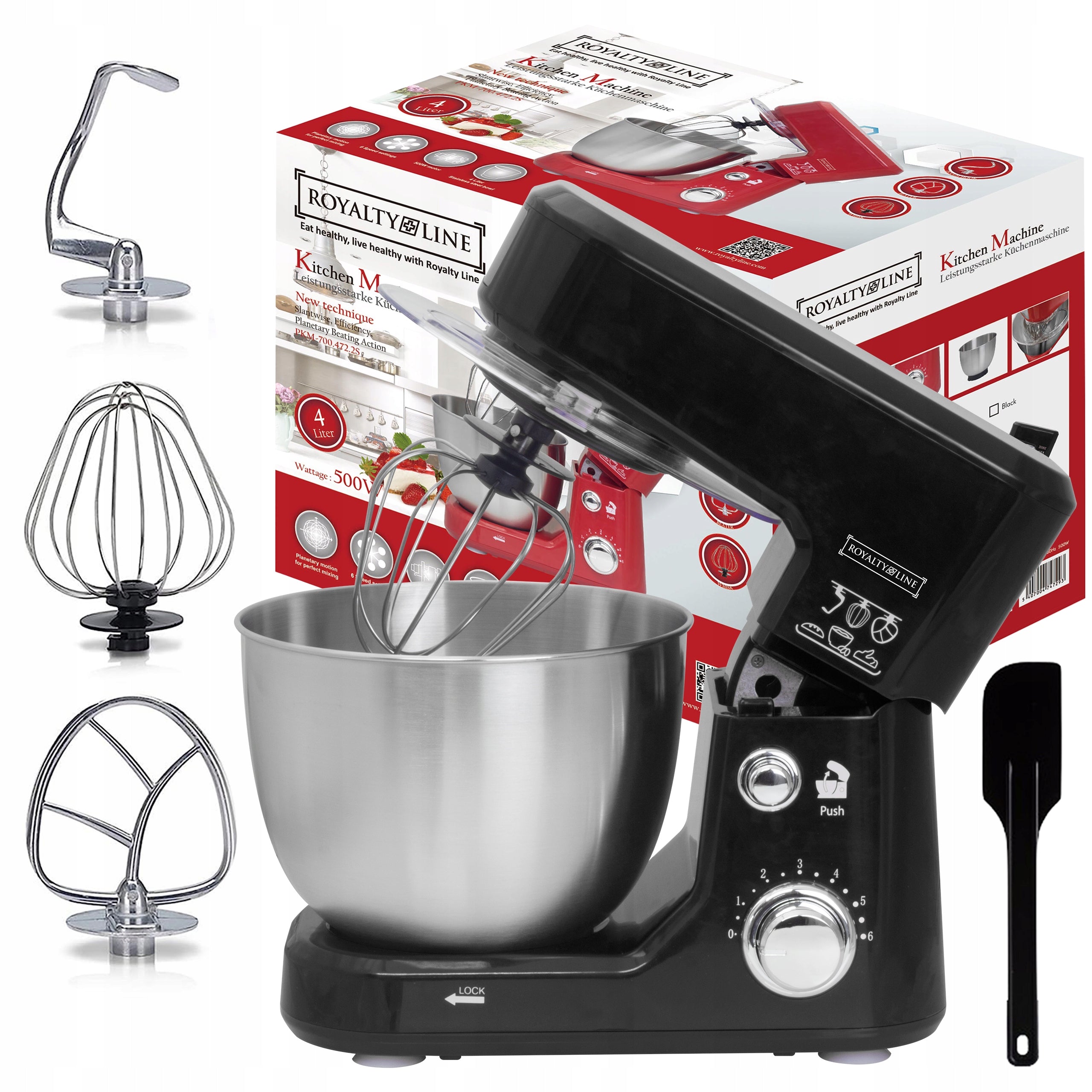 FOOD PROCESSOR PLANETARY MIXER WITH BOWL ROYALTY LINE BLACK 4L 3 TIPS