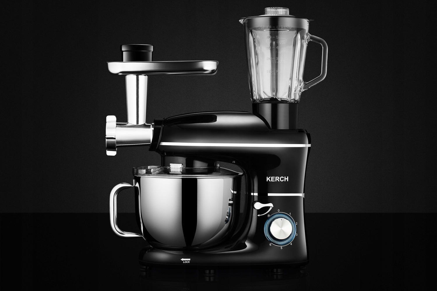 FOOD PROCESSOR PLANETARY MIXER WITH PULSE BOWL KERCH ROTARY BLACK 6,2L Power rating 2500 W