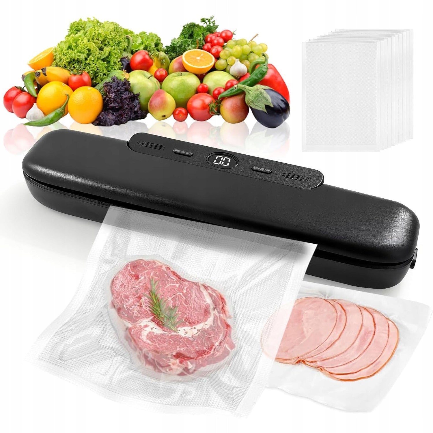 FOOD VACUUM HEATER WITH BAGS – BLACK VACUUM PACKER