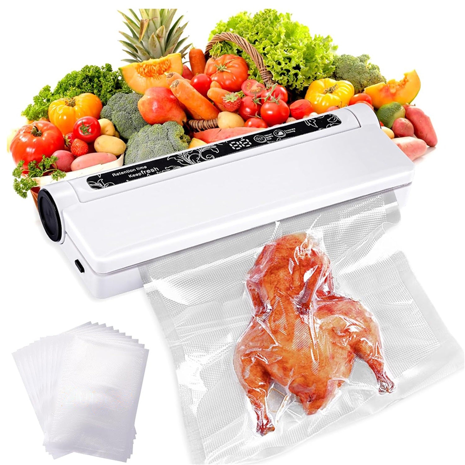 FOOD VACUUM SEALER 130W PACKING MACHINE + BAG SET x20