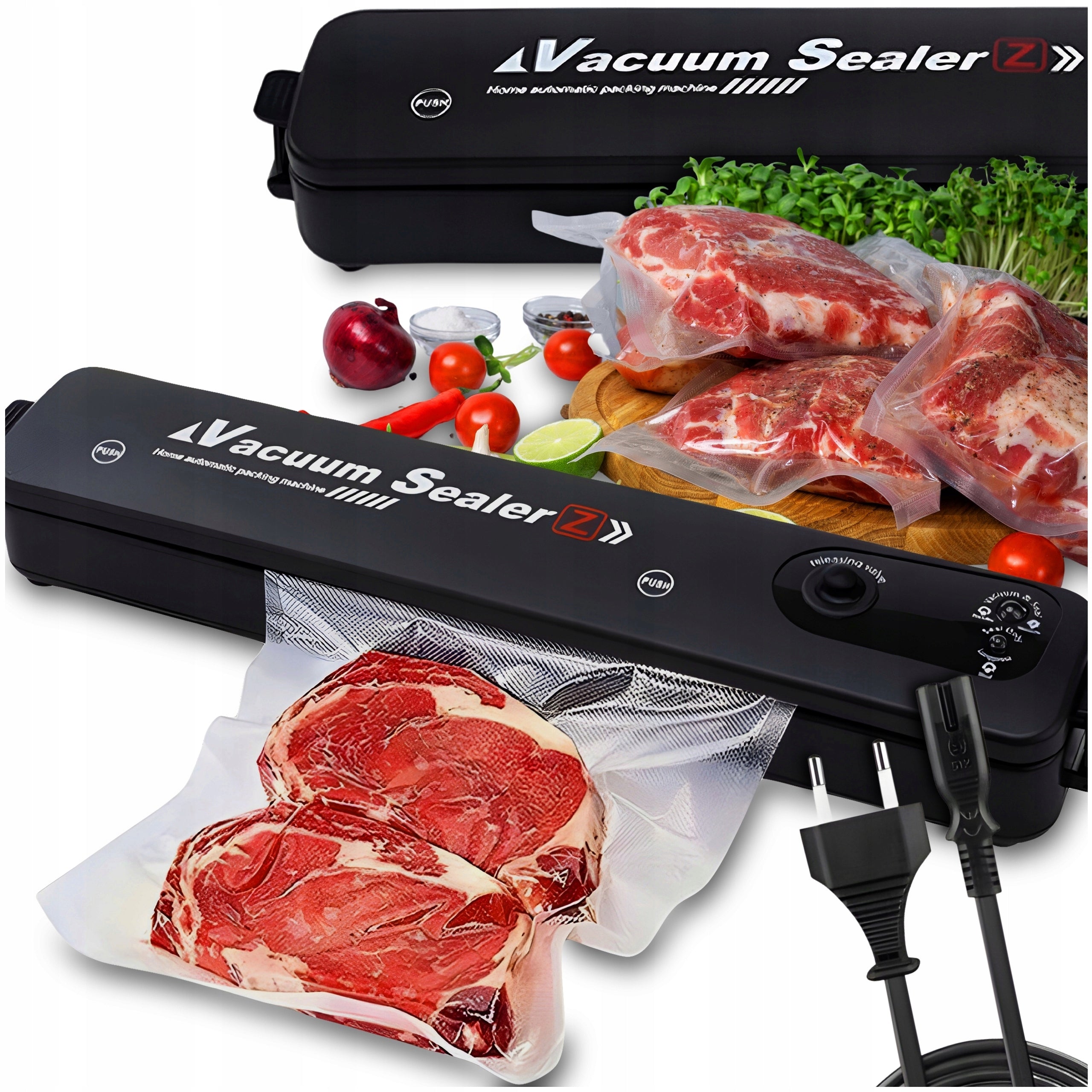 FOOD VACUUM SEALER FOOD PACKING MACHINE 90W+5 BAGS Black Brand Decortrend