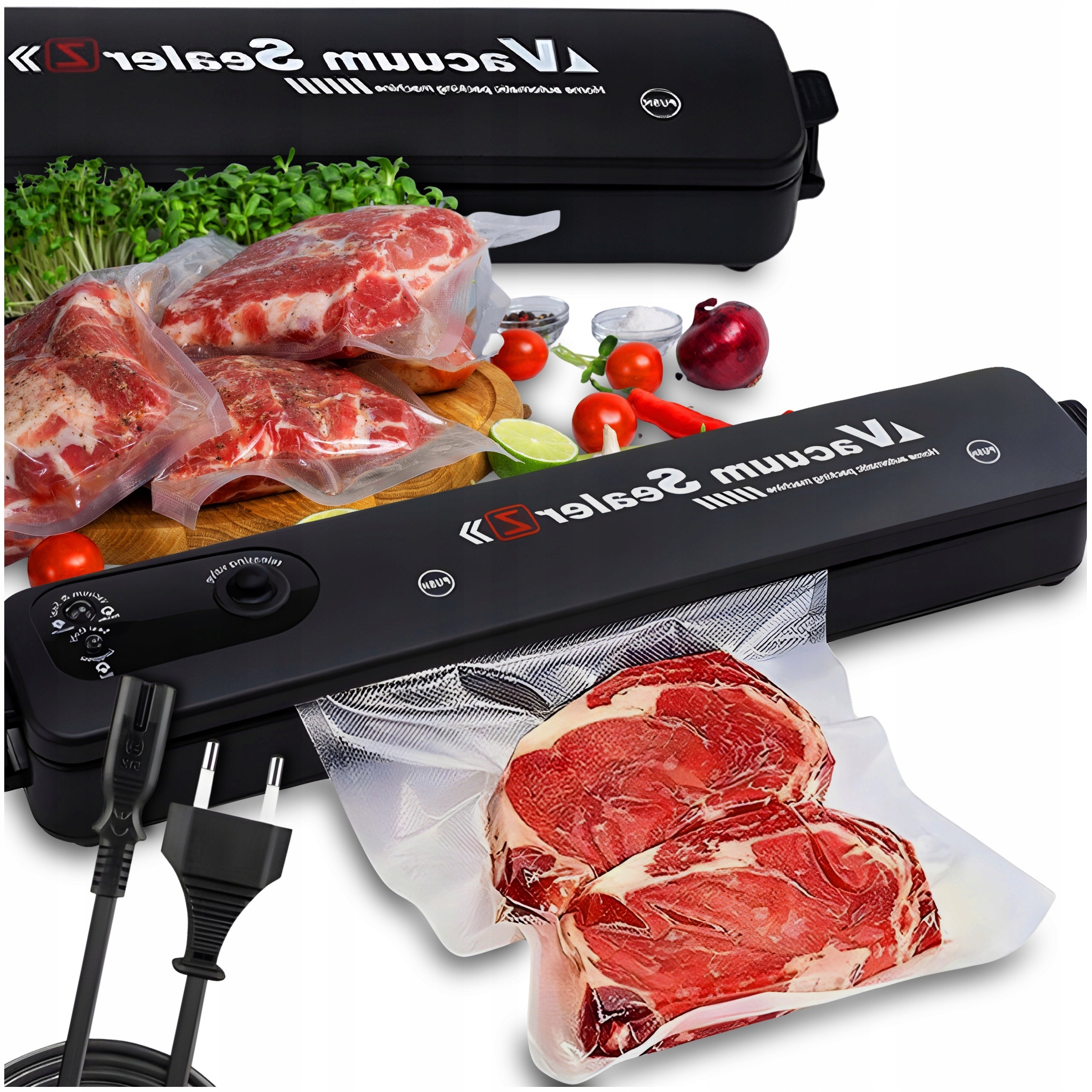 FOOD VACUUM SEALER FOOD PACKING MACHINE 90W+5 BAGS Black Manufacturer code 053457