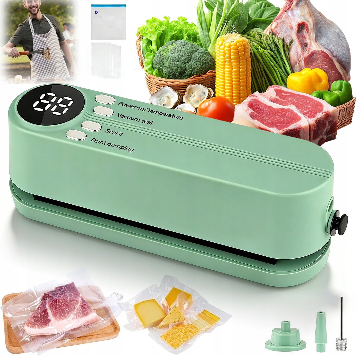 FOOD VACUUM SEALER PACKING MACHINE 10W WITH POUCHES