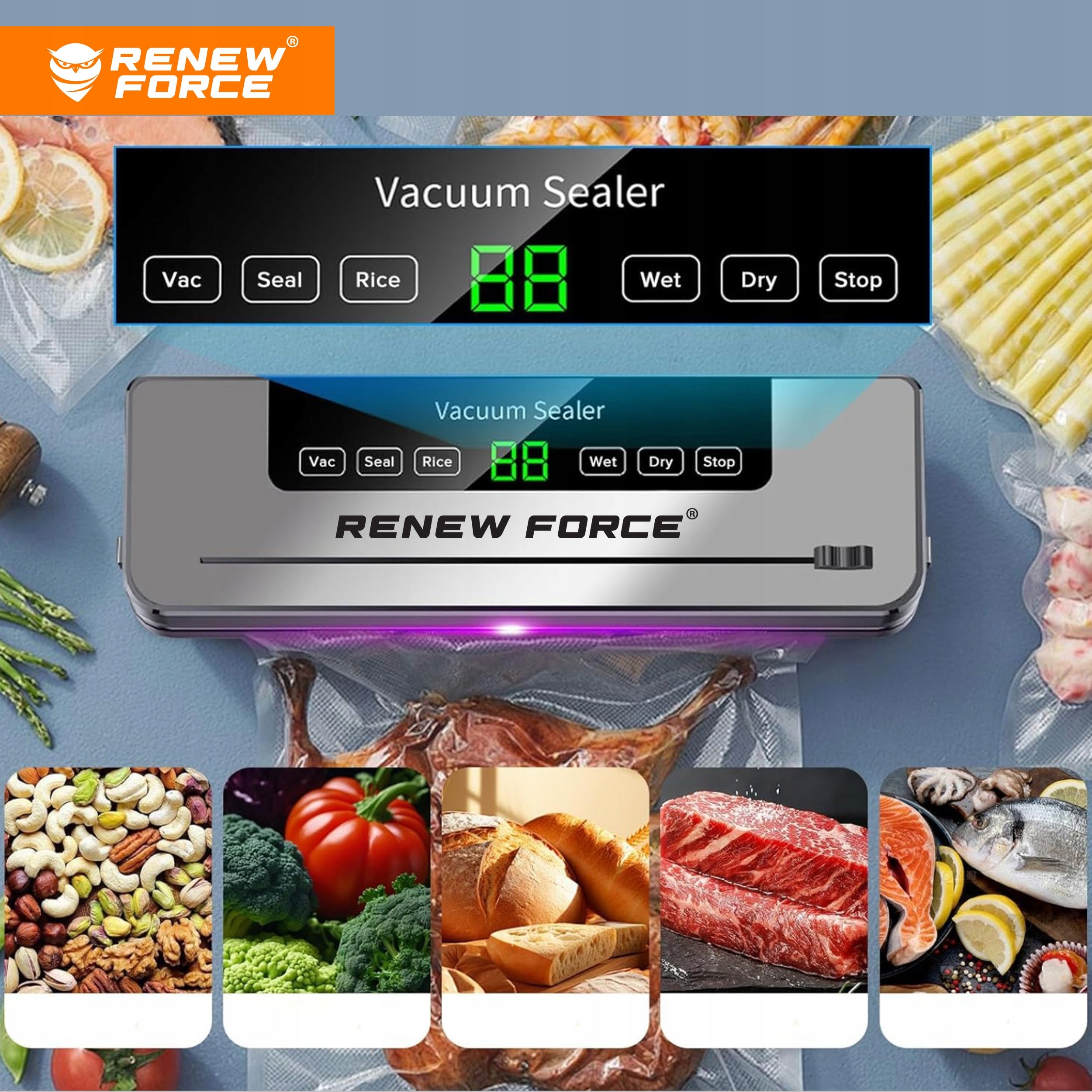 FOOD VACUUM WELDING MACHINE AUTOMATIC PACKING MACHINE STRONG 5 MODES Manufacturer code MOCNE ZASYSANIE NA SUCHO MOKRO FOLIA