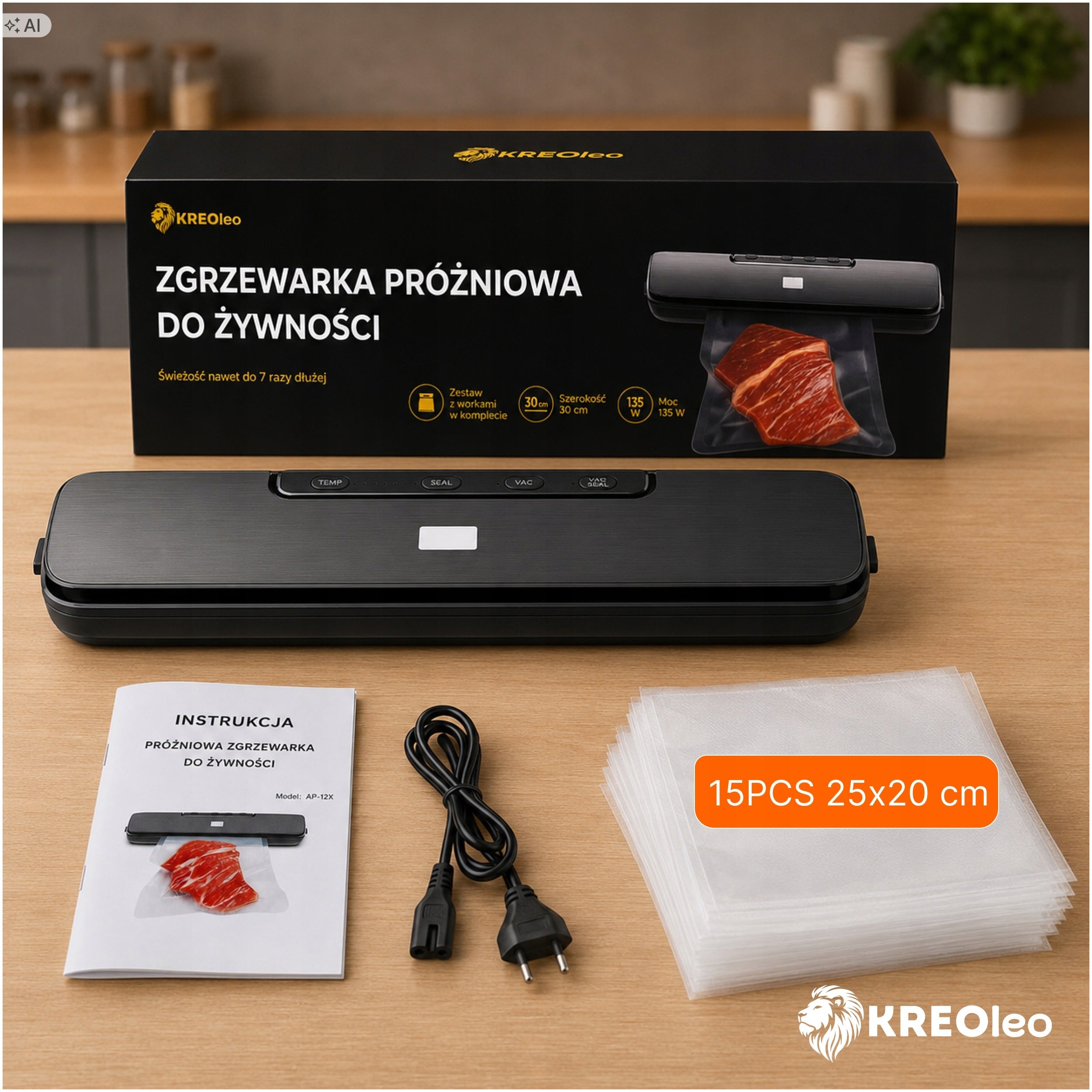 FOOD VACUUM WELDING MACHINE PACKING MACHINE 135W + XXL BAG SET Packaging status original