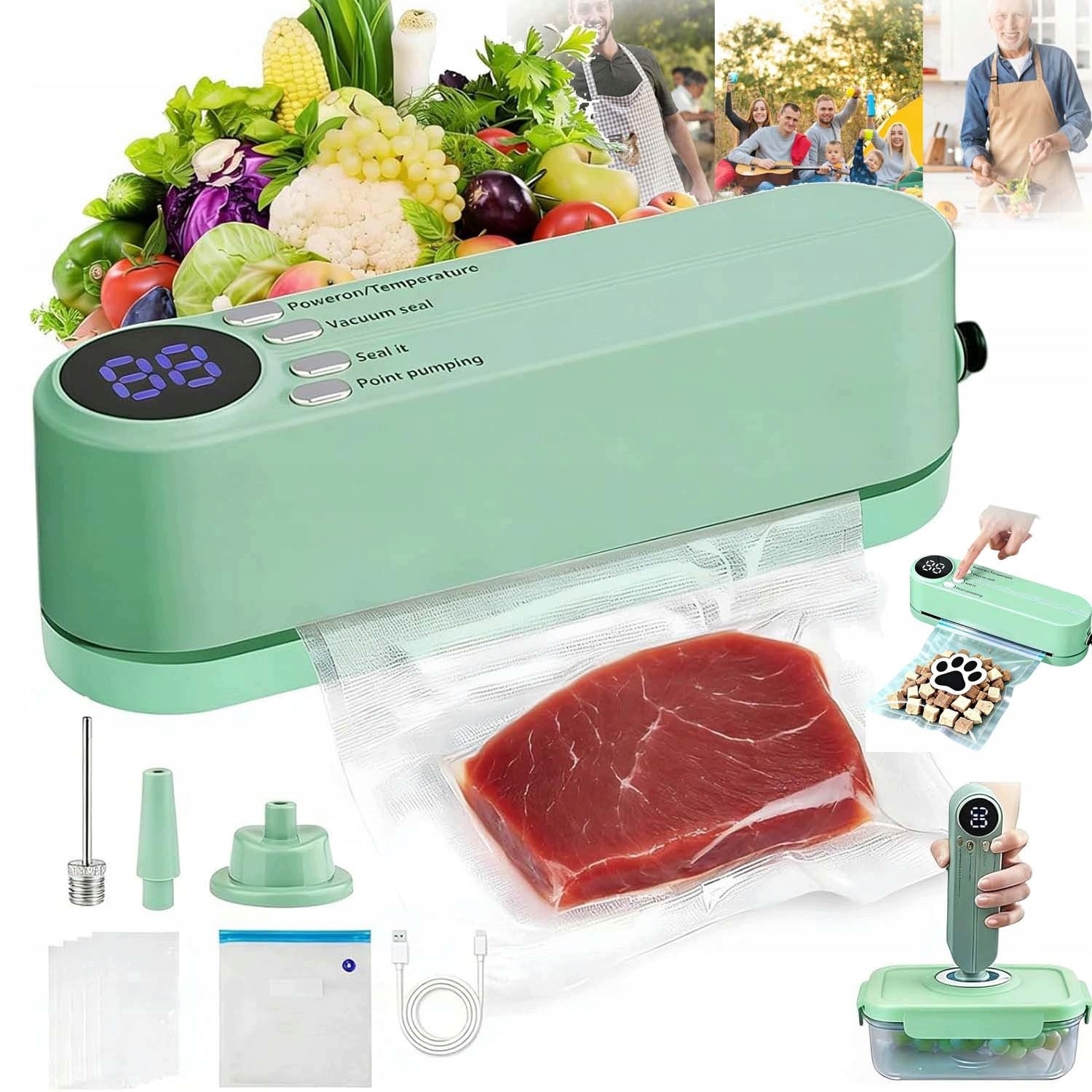 FOOD VACUUM WELDING MACHINE PORTABLE FILM PACKER 10W+5 BAGS