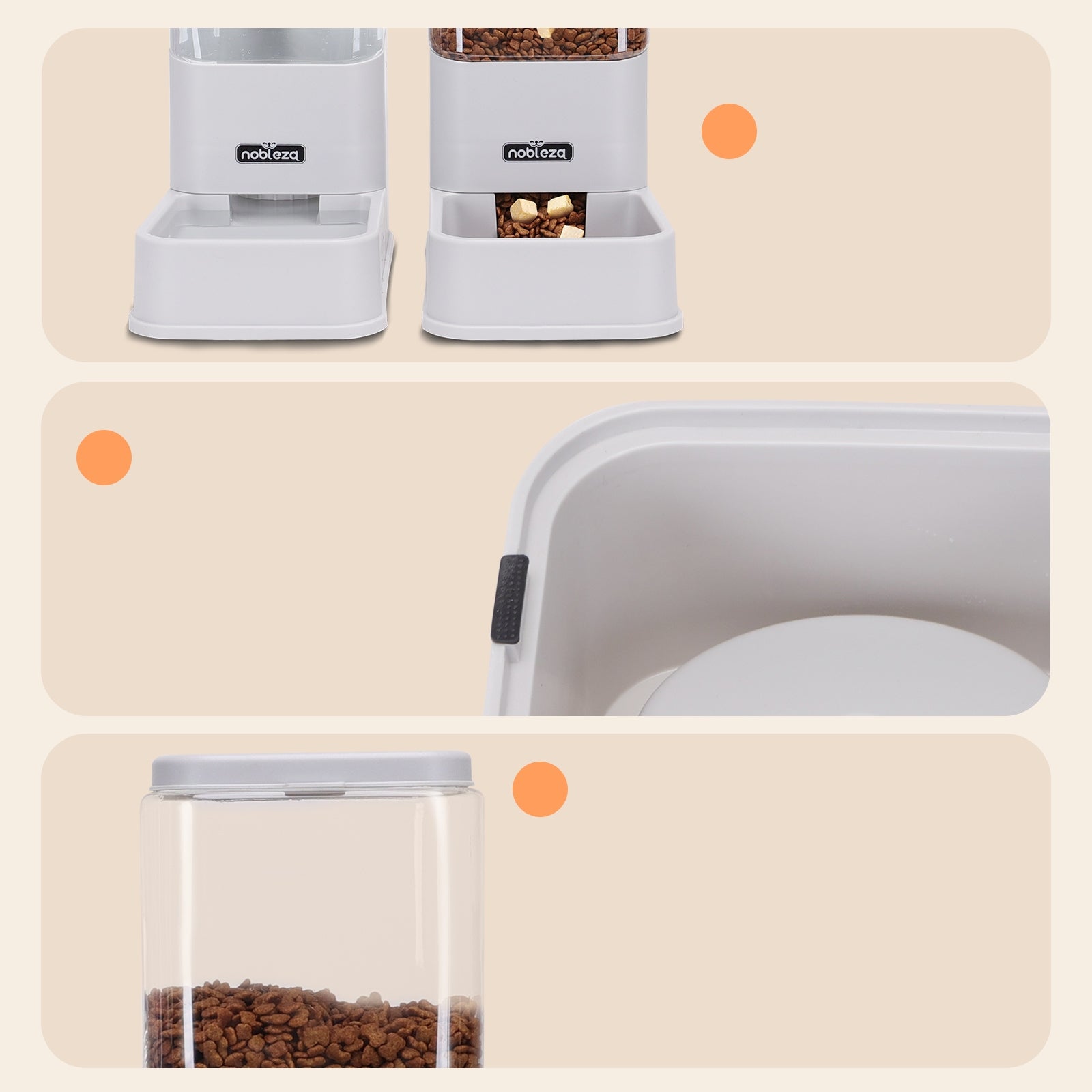 FOOD & WATER DISPENSER AUTOMATIC FEEDER DOG BOWL 2 x 3,8L grey Color gray