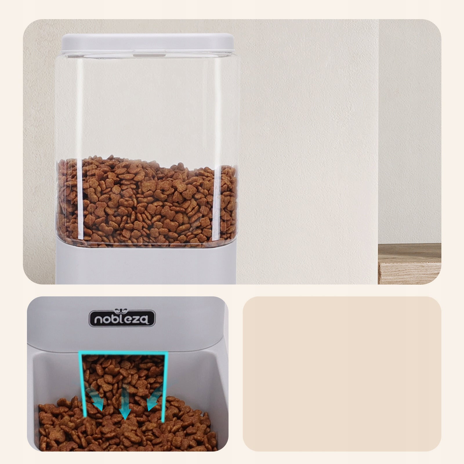 FOOD & WATER DISPENSER AUTOMATIC FEEDER DOG BOWL 2 x 3,8L grey Material made from a synthetic material