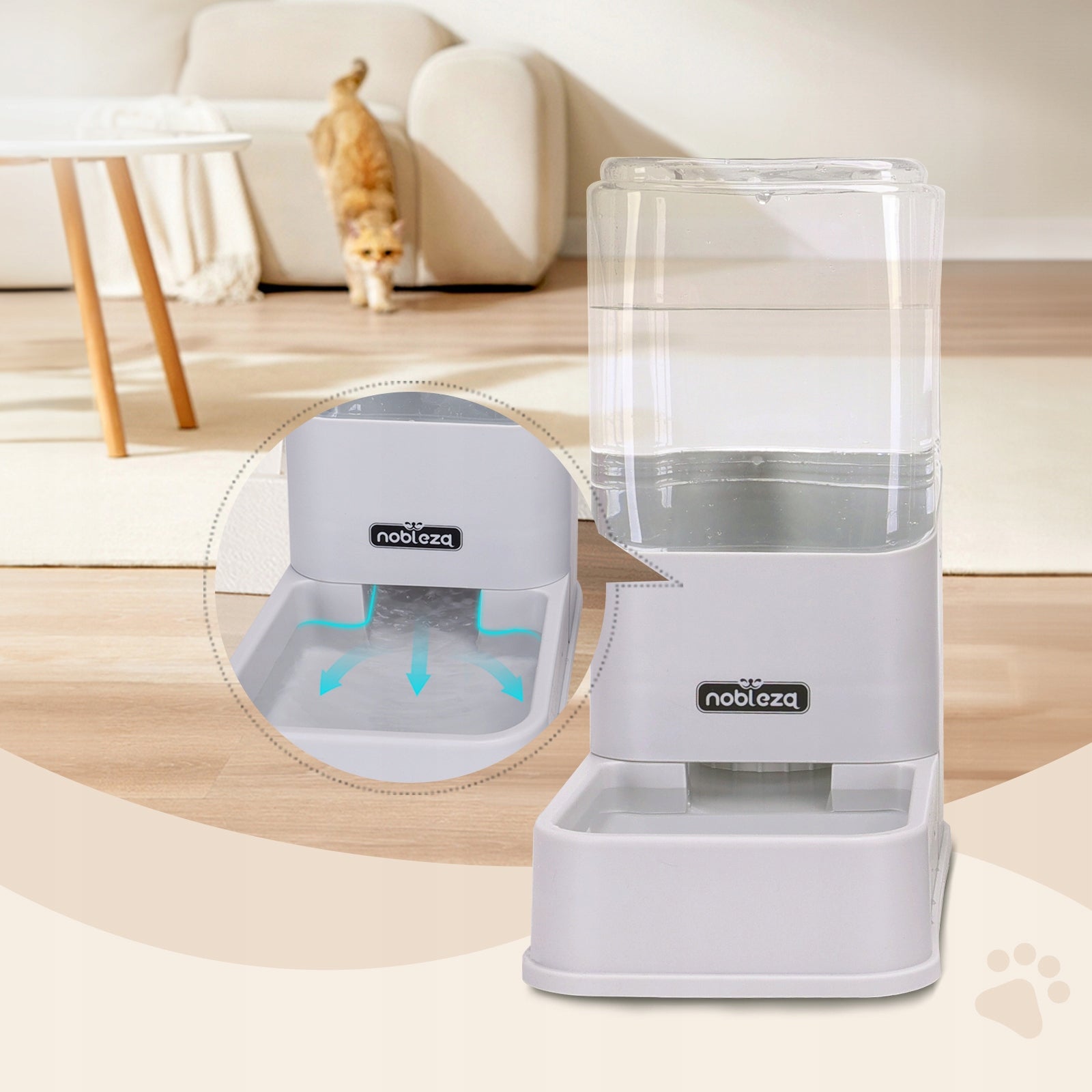 FOOD & WATER DISPENSER AUTOMATIC FEEDER DOG BOWL 2 x 3,8L grey Packaging status original