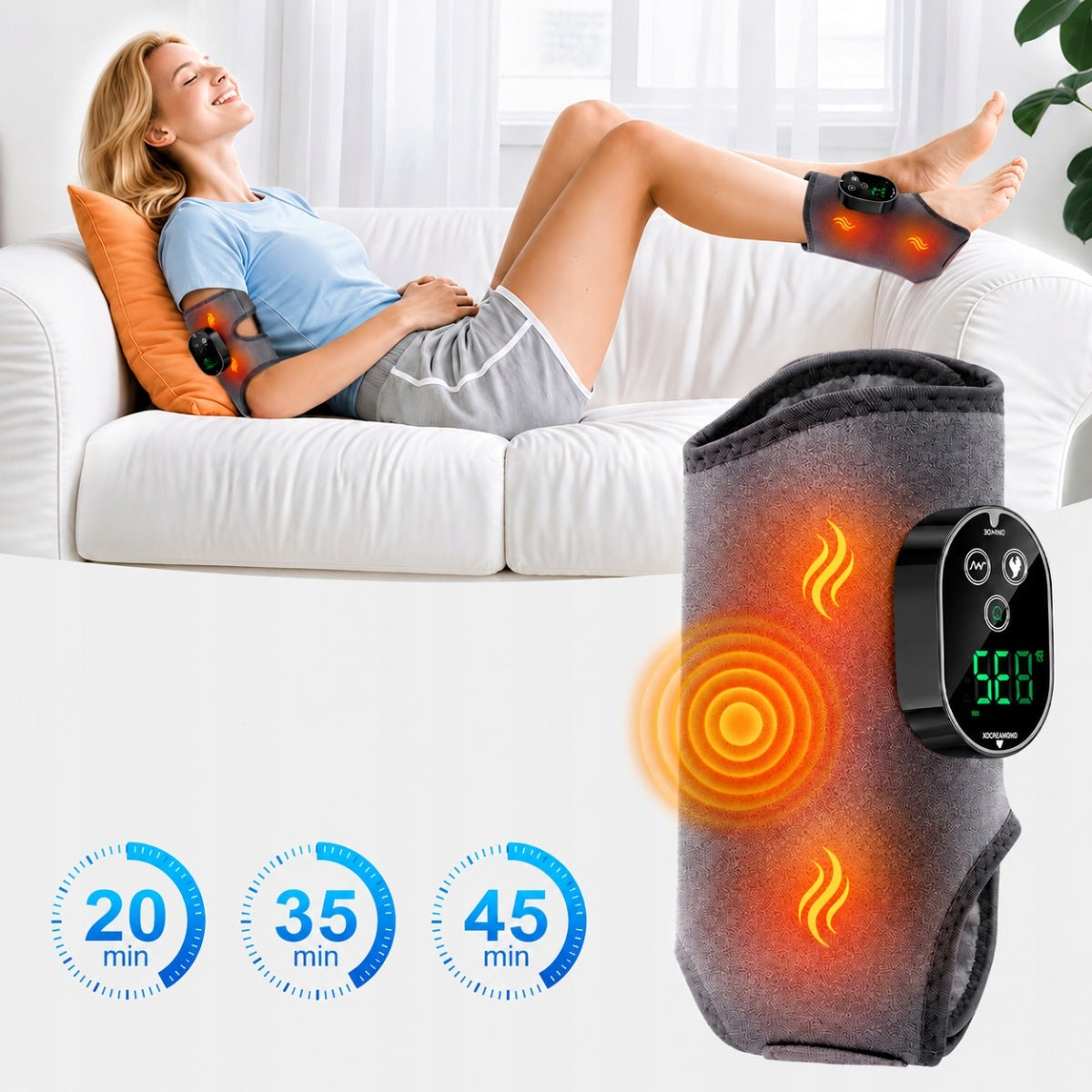 FOOT AND ANKLE MASSAGER GREY 1 PC WITH HEATING FUNCTION PAIN REHABILITATION Kind feet