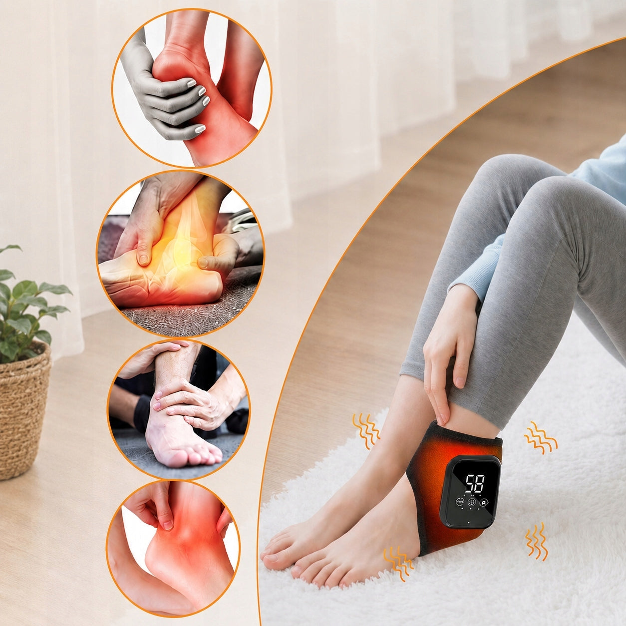 FOOT ANKLE MASSAGER FOR PAIN ANKLE JOINT COMPRESSION HEATING VIBRATION RELAXATION Brand no brand
